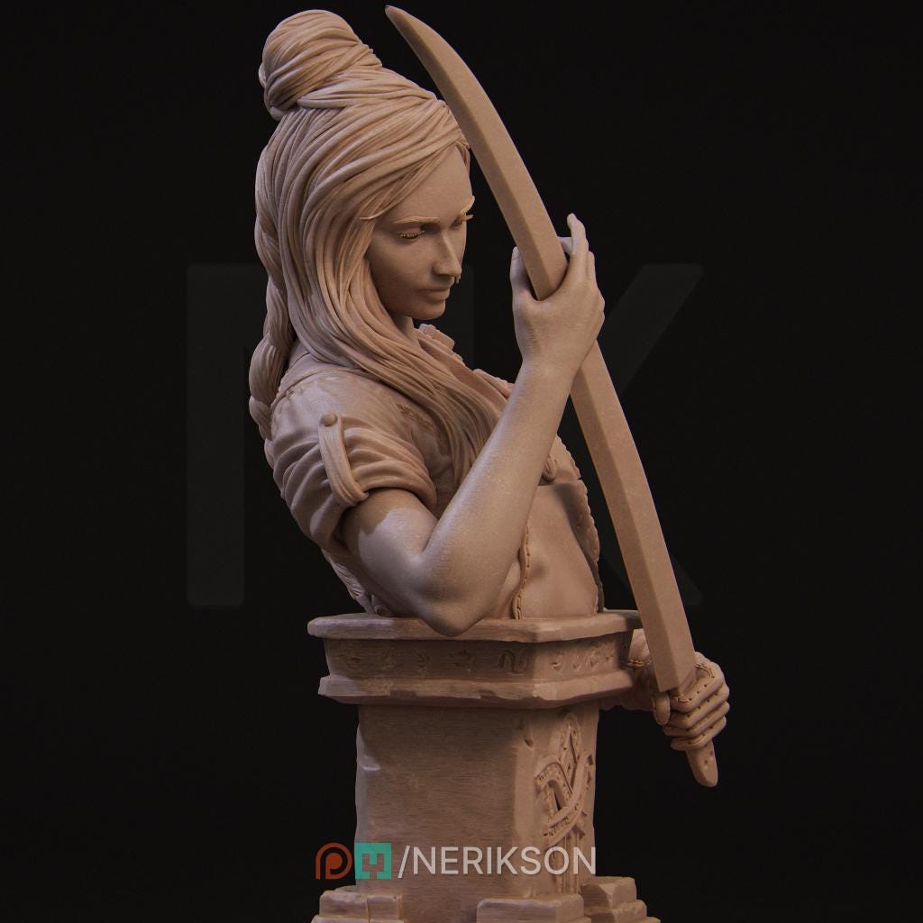 Female Blacksmith Bust, Lara | Tabletop RPG Miniature | Nerikson | Roleplaying 3D Printed Fantasy Mini - 3DPrintDen