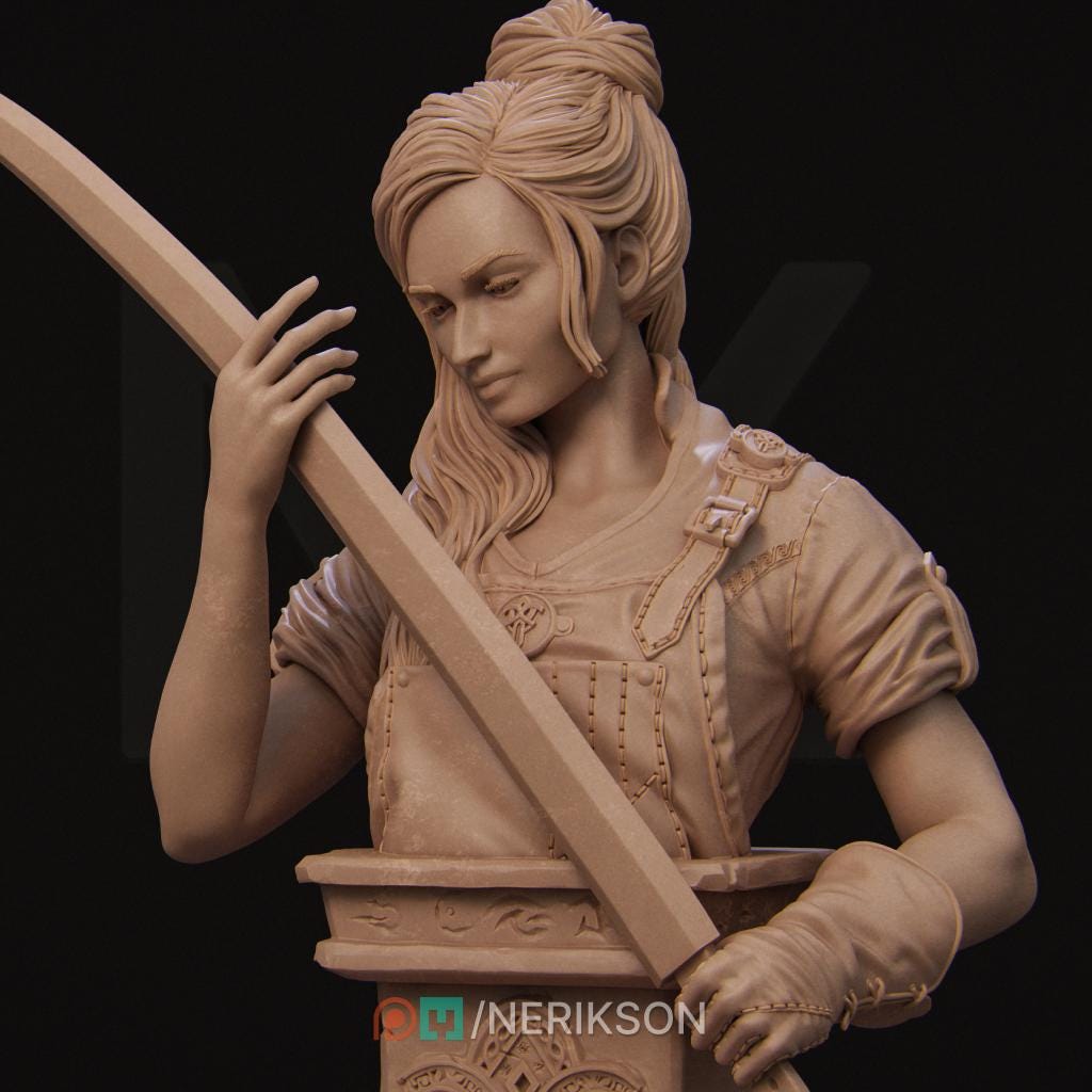 Female Blacksmith Bust, Lara | Tabletop RPG Miniature | Nerikson | Roleplaying 3D Printed Fantasy Mini - 3DPrintDen