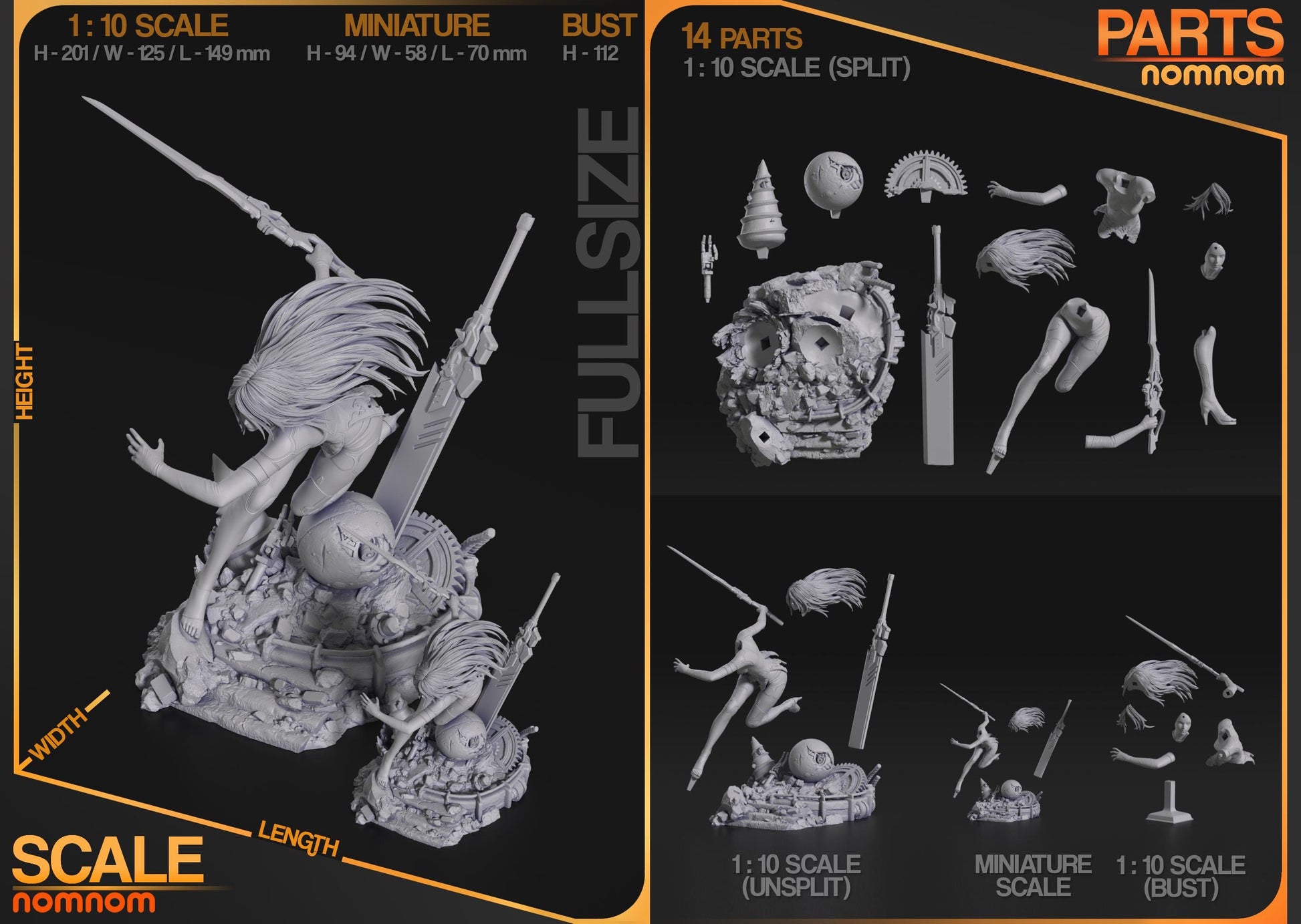 A2 Figurine | Video Game Figurine | Nomnom Miniatures | 3D Printed Display Miniature Fanart