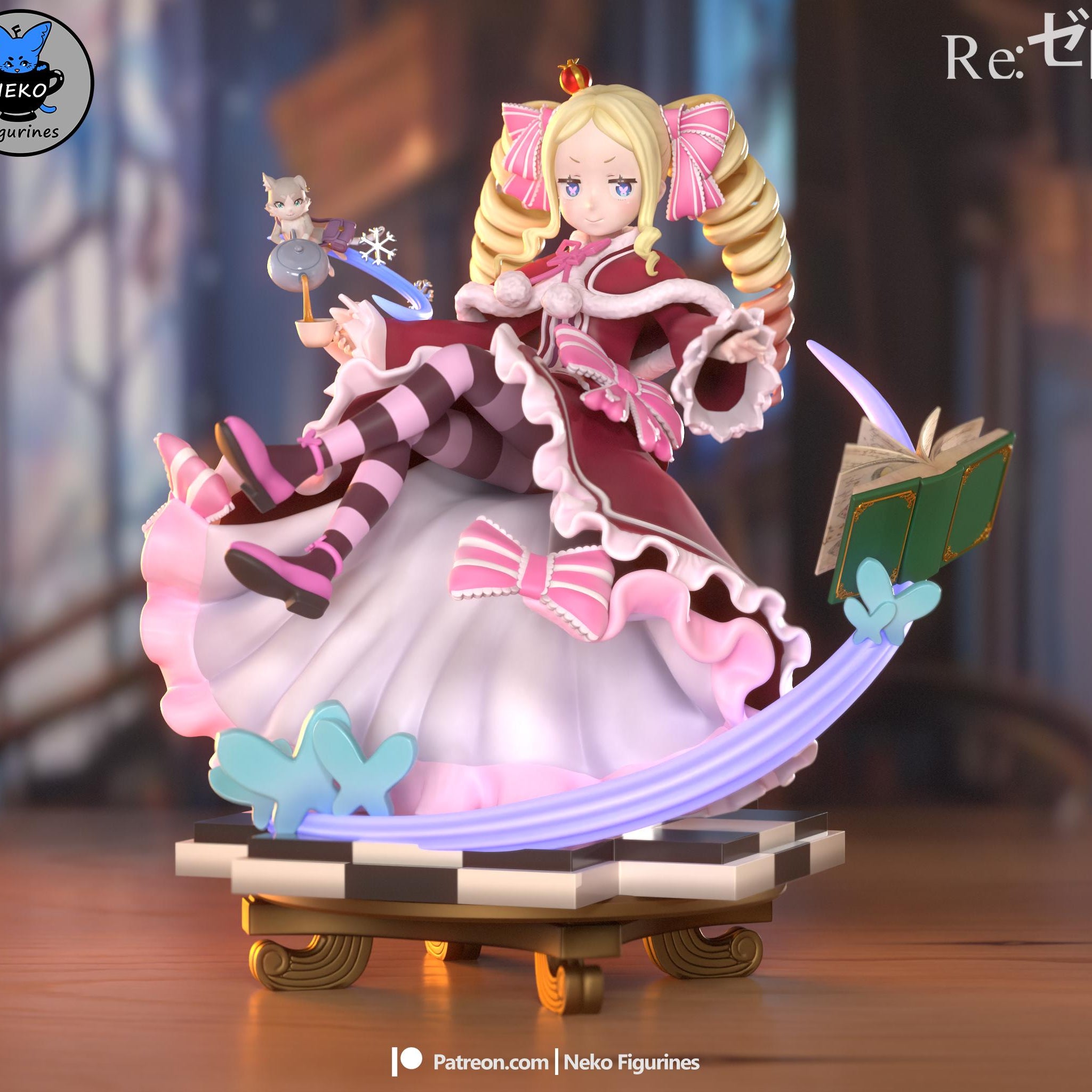 Beatrice Figurine | Anime Figurine | Neko Figurines | 3D Printed Display Miniature Fanart