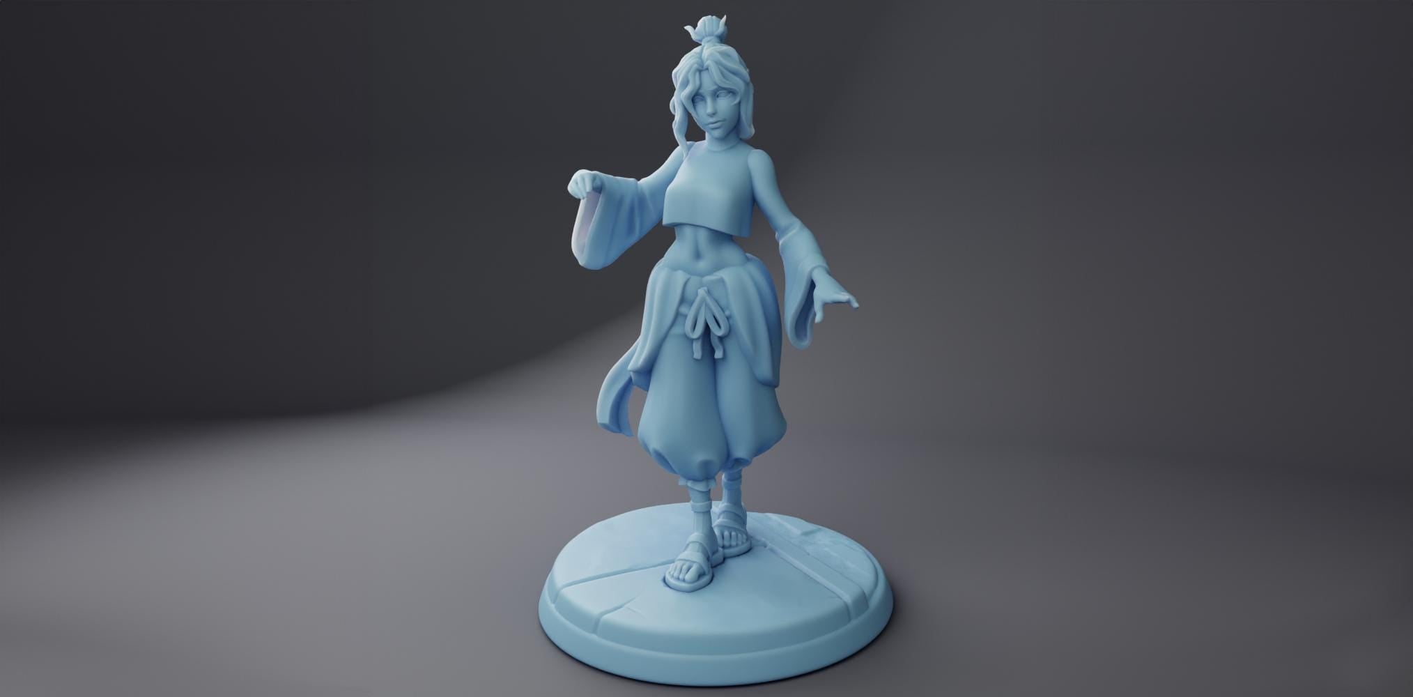 Female Yoga Snake Master Miniature, Saan | Twin Goddess Miniatures | Tabletop RPG Miniature | Roleplaying 3D Printed Fantasy Mini - 3DPrintDen