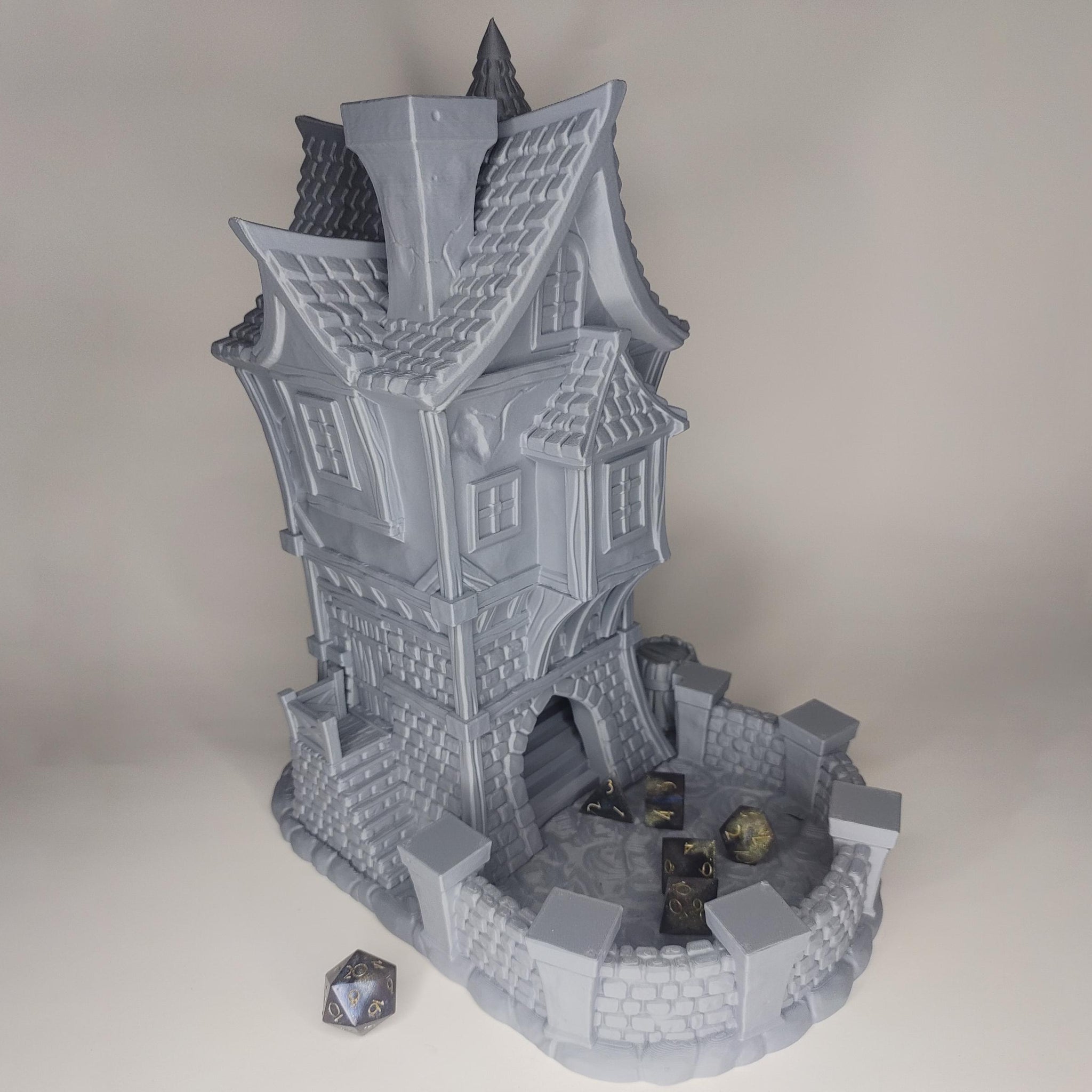 Medieval Inn Building Dice Tower | Fantasy 3D Tabletop | Roleplaying 3D Printed Fantasy Scenery | Miniature Building Terrain TTRPG - 3DPrintDen