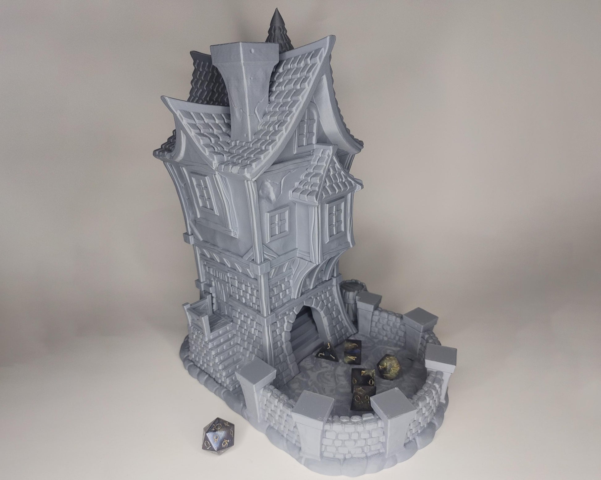 Medieval Inn Building Dice Tower | Fantasy 3D Tabletop | Roleplaying 3D Printed Fantasy Scenery | Miniature Building Terrain TTRPG - 3DPrintDen