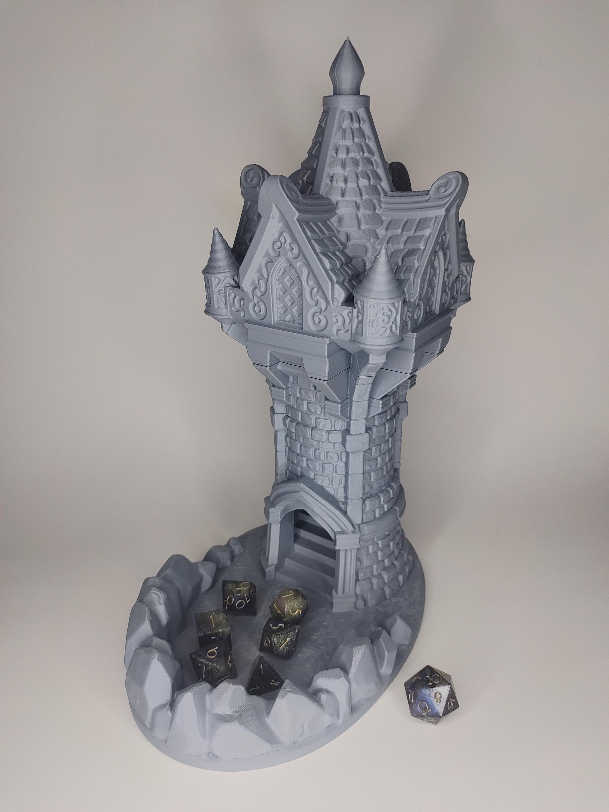 Wizard's Tower Dice Tower | Fantasy 3D Tabletop | Roleplaying 3D Printed Fantasy Scenery | Miniature Building Terrain TTRPG - 3DPrintDen