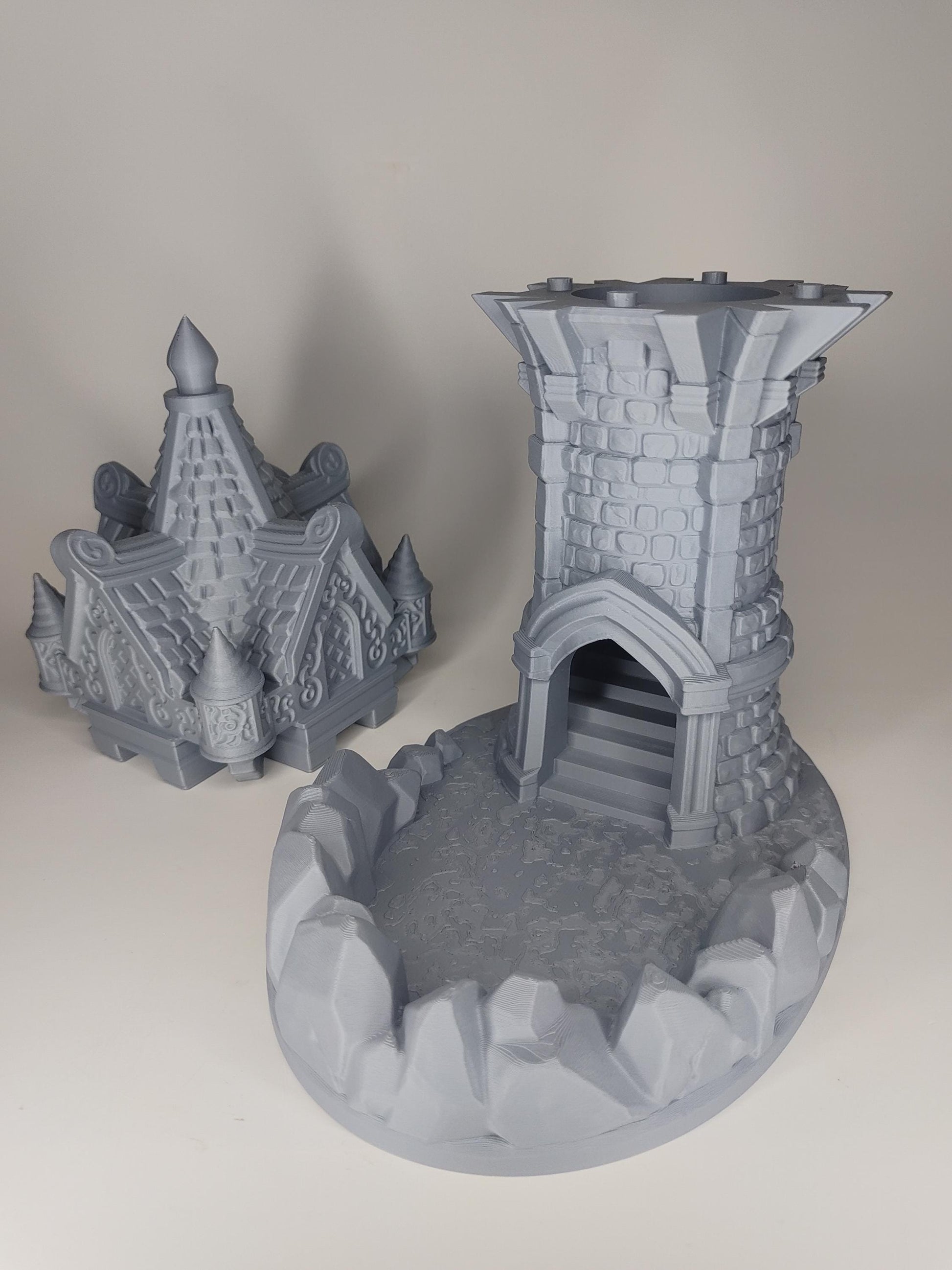 Wizard's Tower Dice Tower | Fantasy 3D Tabletop | Roleplaying 3D Printed Fantasy Scenery | Miniature Building Terrain TTRPG - 3DPrintDen