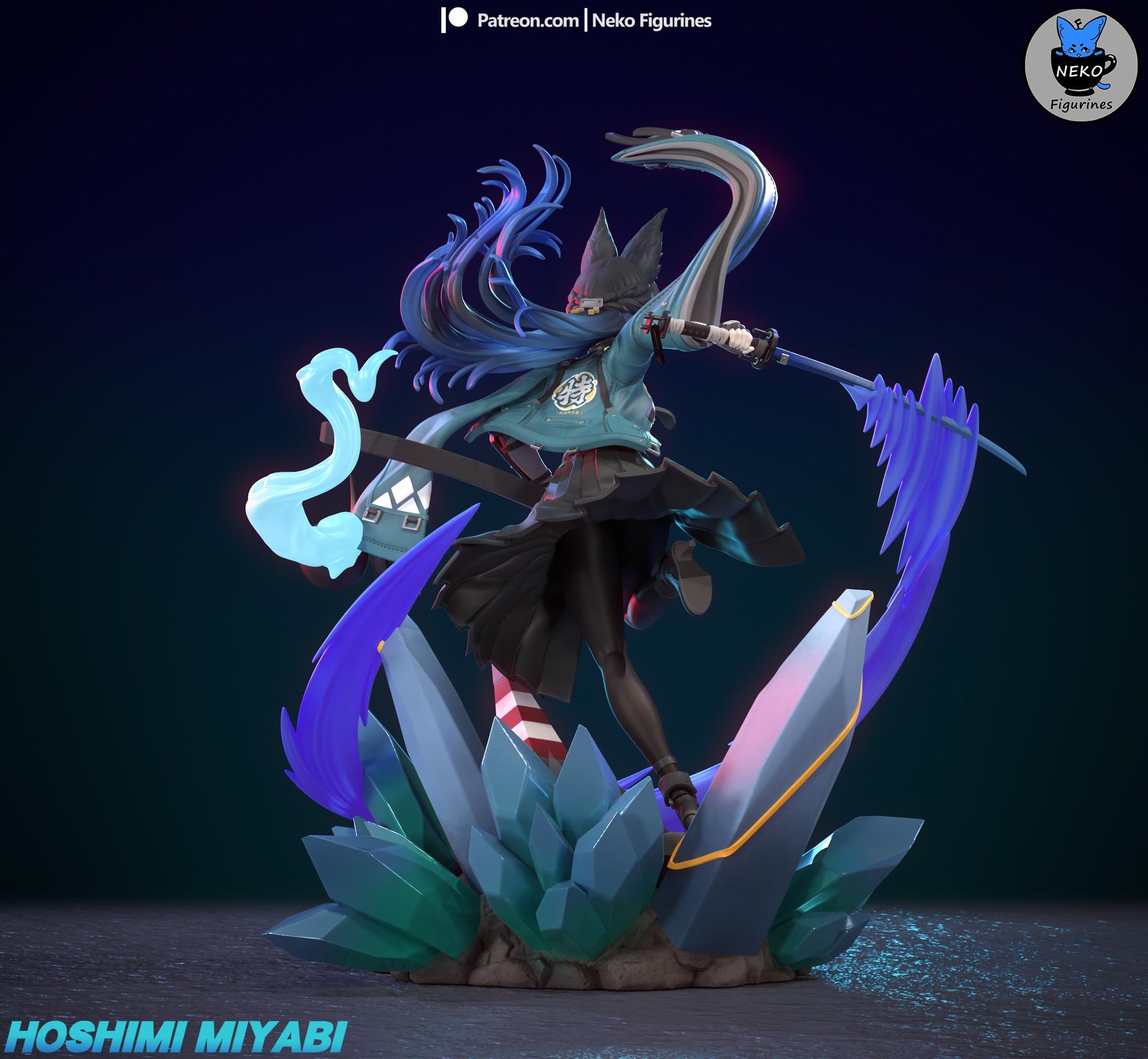 Hoshimi Miyabi Figurine | Video Game Figurine | Neko Figurines | 3D Printed Display Miniature Fanart