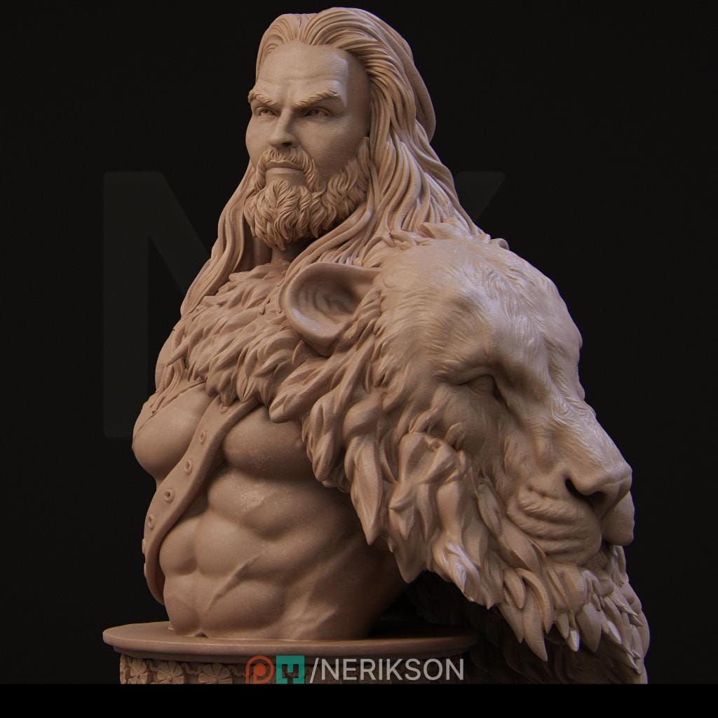 Greek Hero Bust, Heracles | Tabletop RPG Miniature | Nerikson | Roleplaying 3D Printed Fantasy Mini - 3DPrintDen