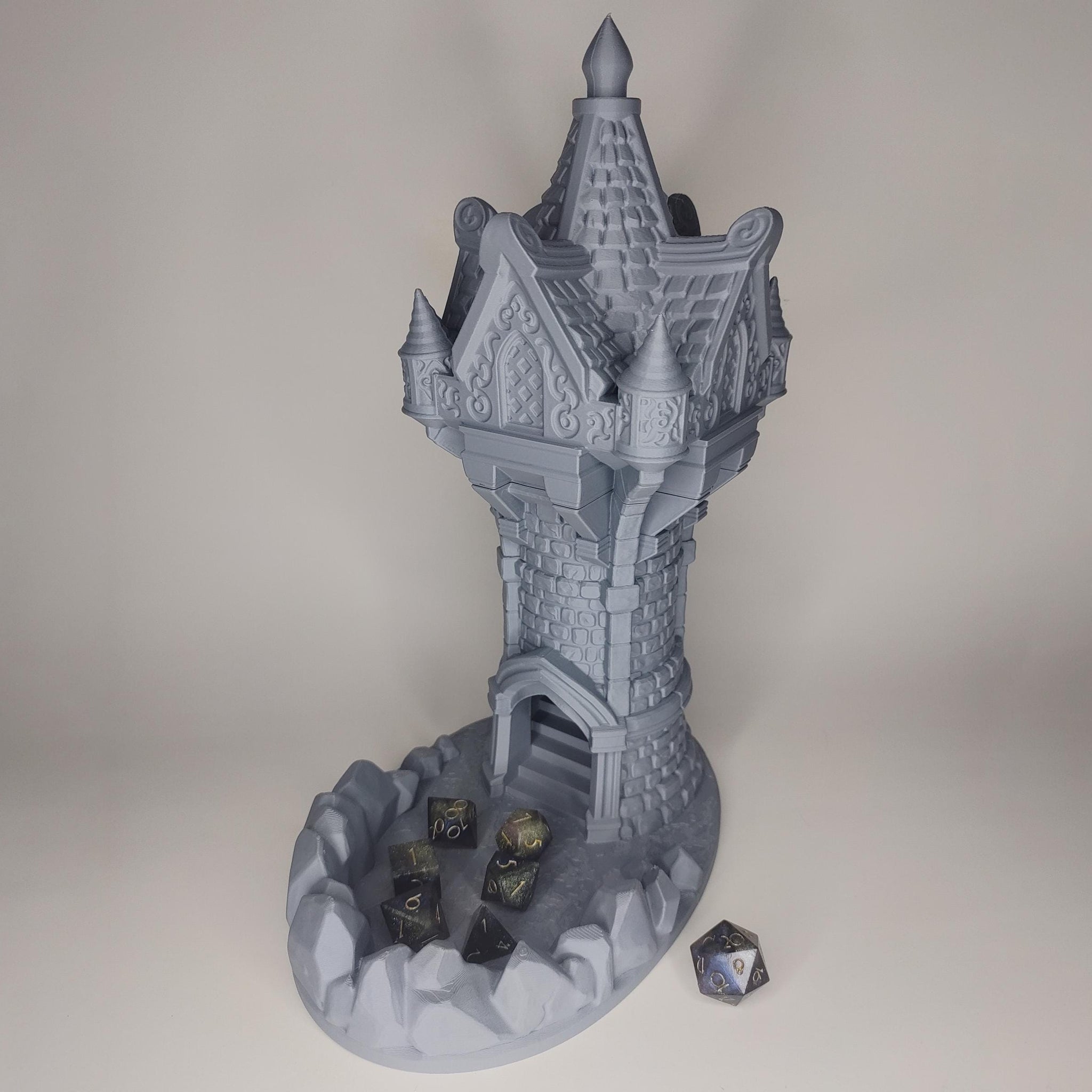 Wizard's Tower Dice Tower | Fantasy 3D Tabletop | Roleplaying 3D Printed Fantasy Scenery | Miniature Building Terrain TTRPG - 3DPrintDen