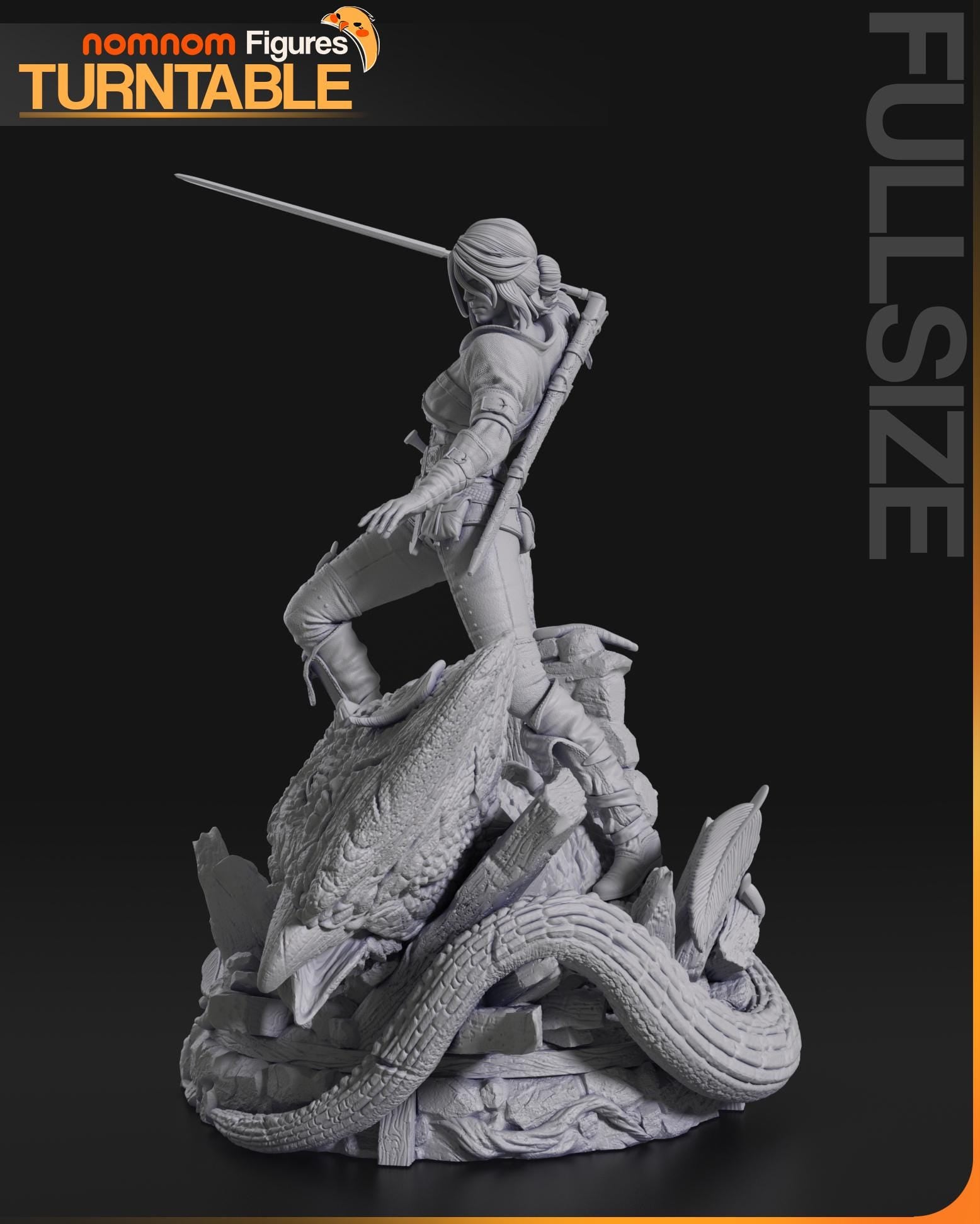 Ciri Figurine | Video Game Figurine | Nomnom Miniatures | 3D Printed Display Miniature Fanart