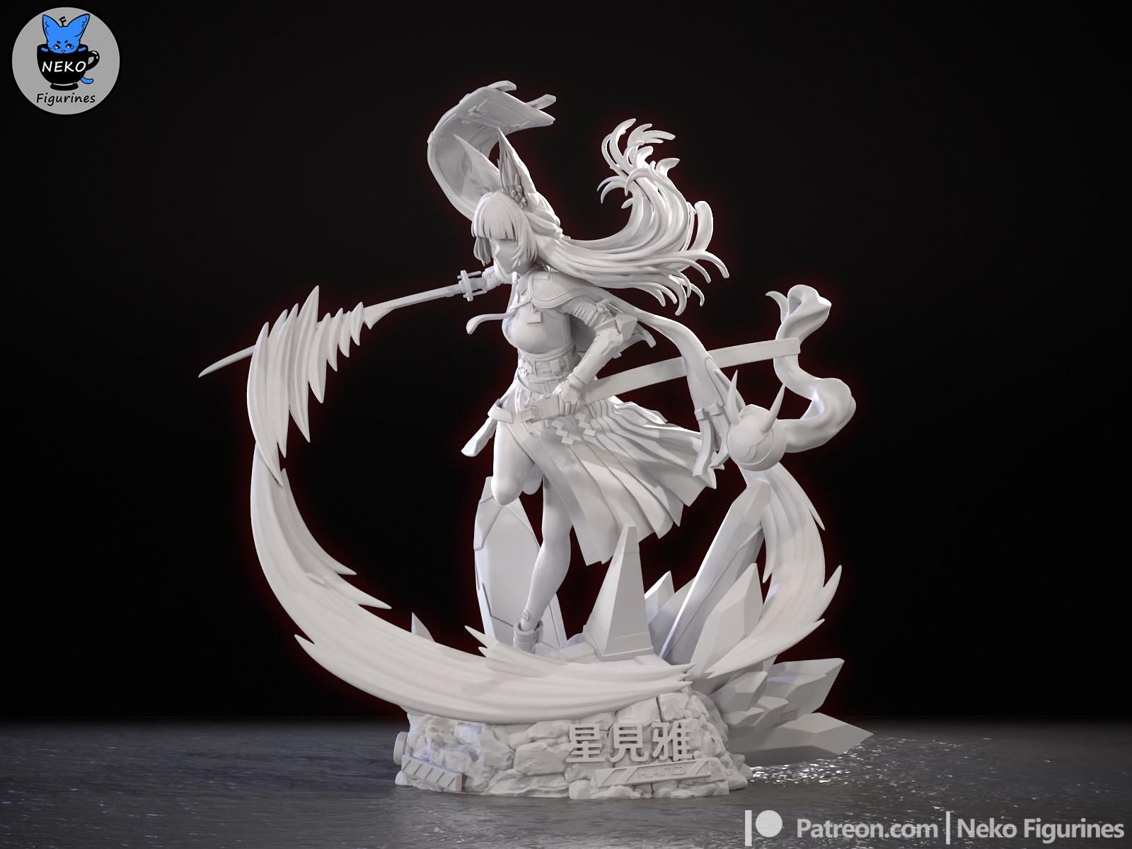 Hoshimi Miyabi Figurine | Video Game Figurine | Neko Figurines | 3D Printed Display Miniature Fanart