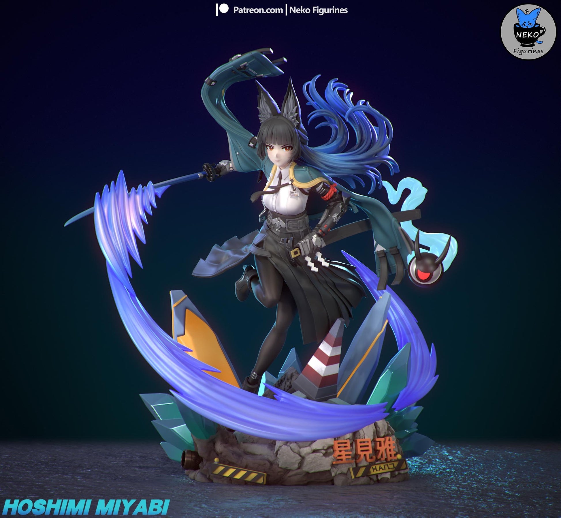 Hoshimi Miyabi Figurine | Video Game Figurine | Neko Figurines | 3D Printed Display Miniature Fanart