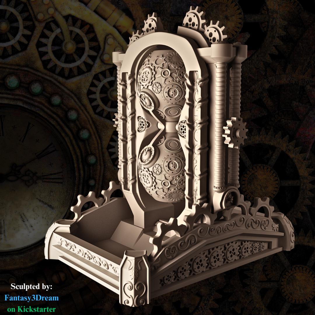 Steampunk Hourglass Dice Tower | Fantasy 3Dream | Roleplaying 3D Printed Fantasy Scenery | Miniature Building Terrain TTRPG - 3DPrintDen