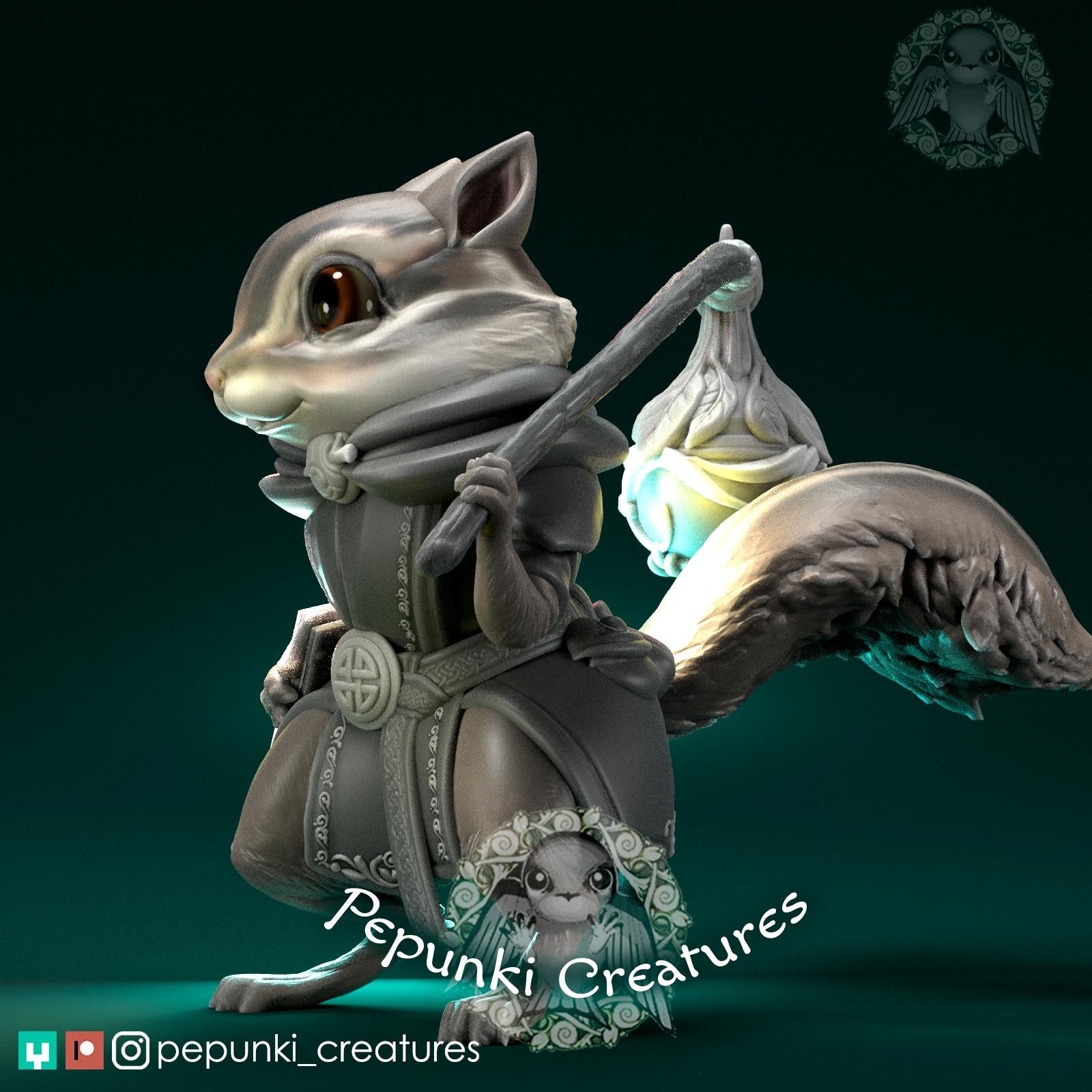 Chipmunk Miniature | Tabletop RPG Miniature | Pepunki Creatures | Roleplaying 3D Printed Fantasy Mini - 3DPrintDen