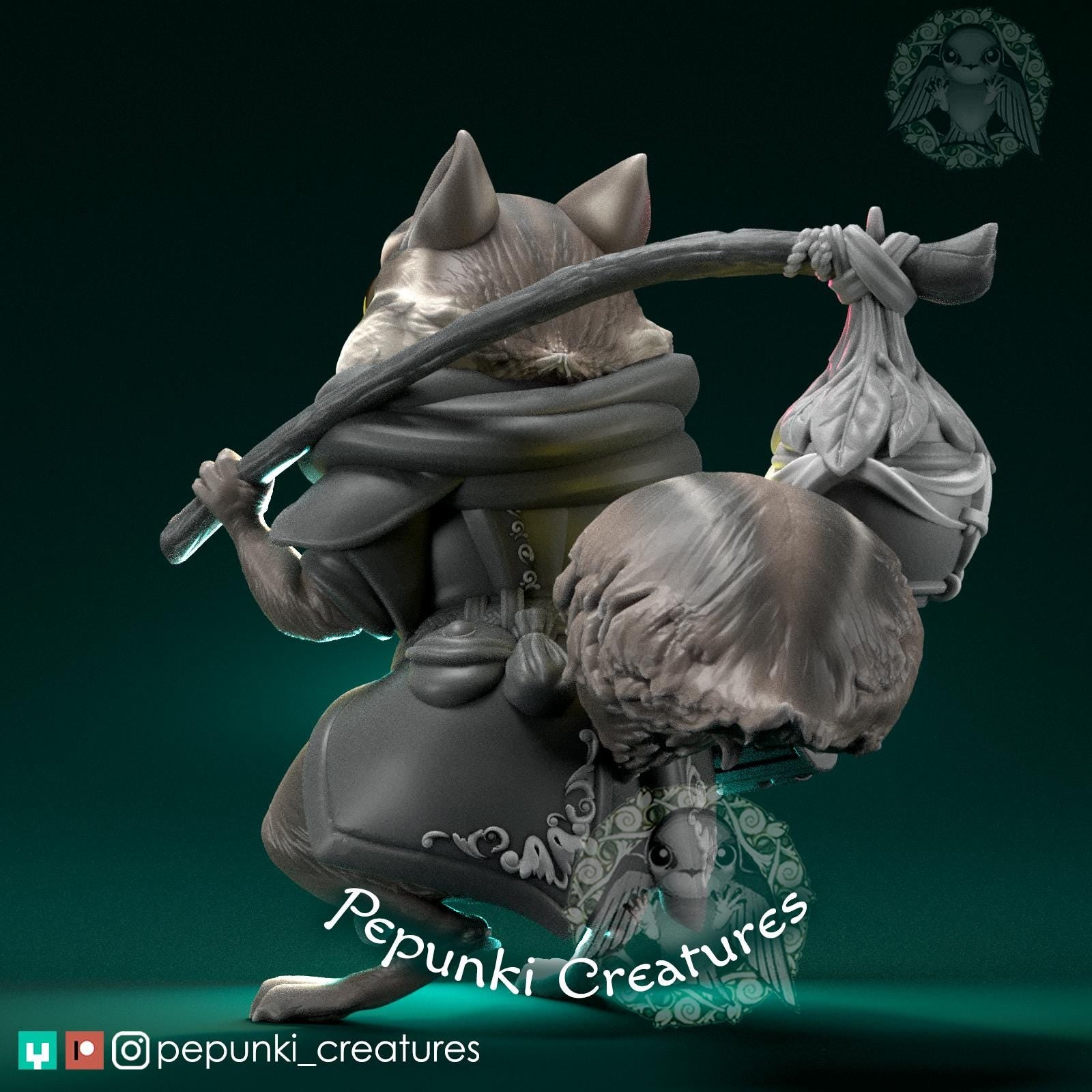 Chipmunk Miniature | Tabletop RPG Miniature | Pepunki Creatures | Roleplaying 3D Printed Fantasy Mini - 3DPrintDen