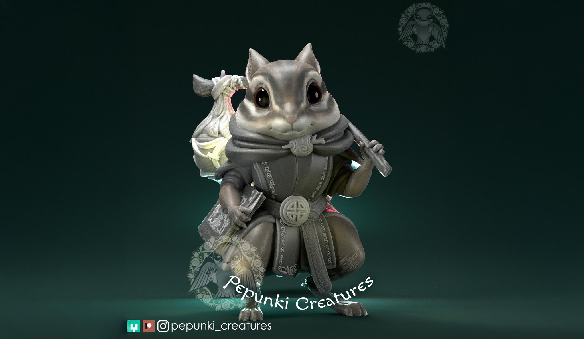 Chipmunk Miniature | Tabletop RPG Miniature | Pepunki Creatures | Roleplaying 3D Printed Fantasy Mini - 3DPrintDen