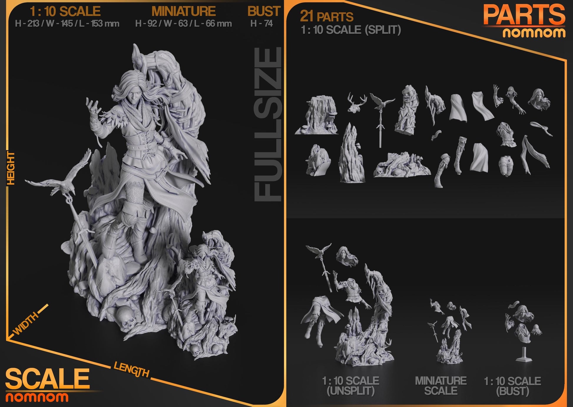 Yennefer Figurine | Video Game Figurine | Nomnom Figures | 3D Printed Display Miniature Fanart