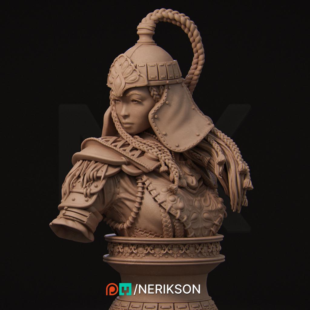 Undefeated Princess Bust, Tuya | Tabletop RPG Miniature | Nerikson | Roleplaying 3D Printed Fantasy Mini - 3DPrintDen