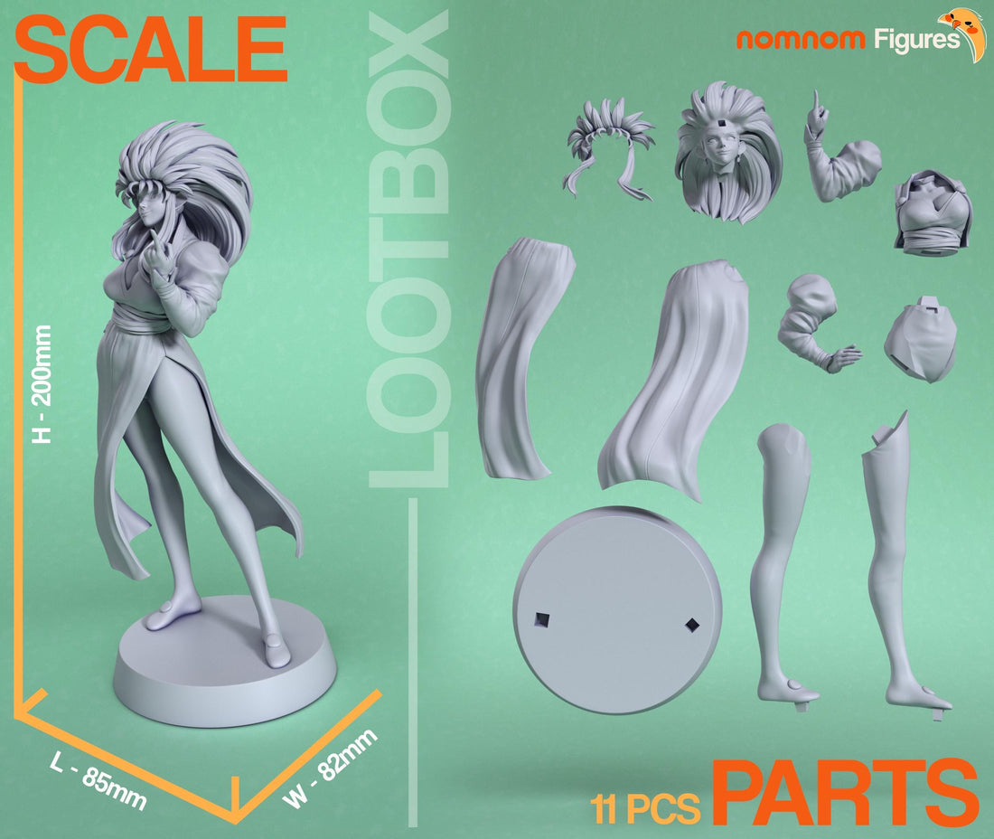Ryoko Figurine | Anime Figurine | Nomnom Figures | 3D Printed Display Miniature Fanart