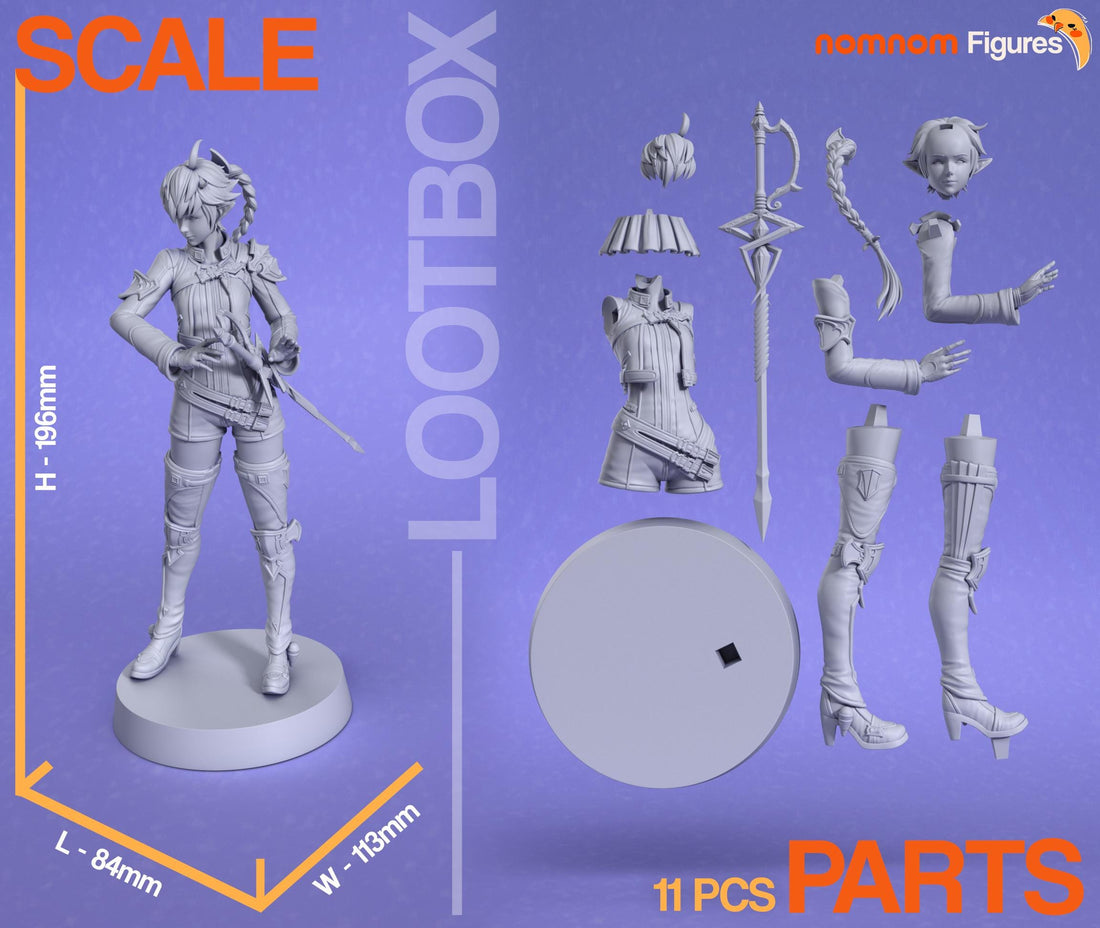 Alisaie Figurine | Video Game Figurine | Nomnom Figures | 3D Printed Display Miniature Fanart
