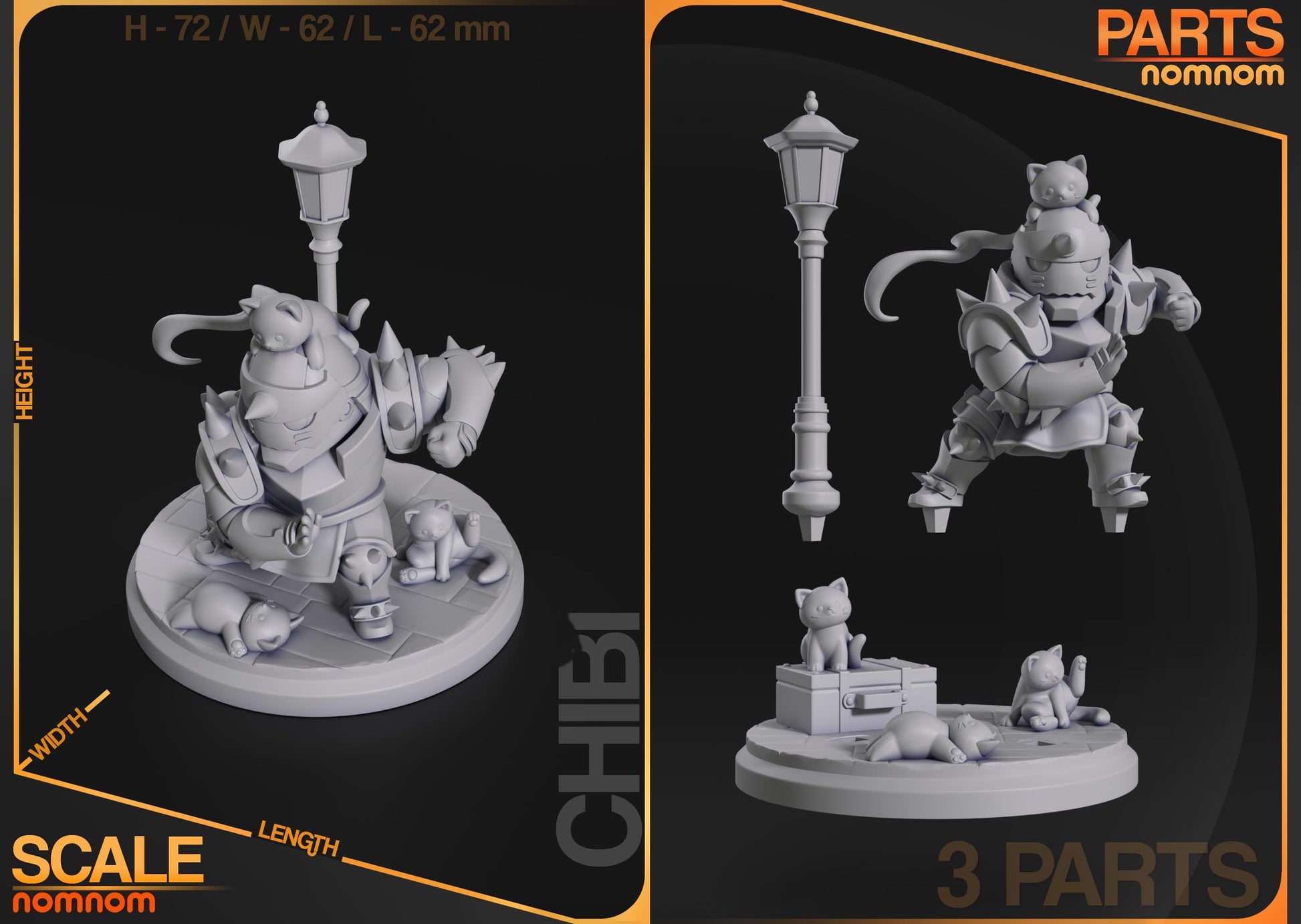 Chibi Alphonse Figurine | Anime Figurine | Nomnom Figures | 3D Printed Display Miniature Fanart