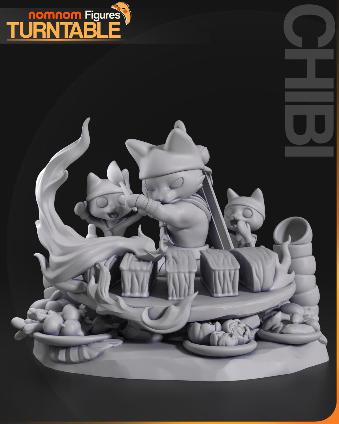 Chibi Meowscular Chef Figurine | Video Game Figurine | Nomnom Figures | 3D Printed Display Miniature Fanart