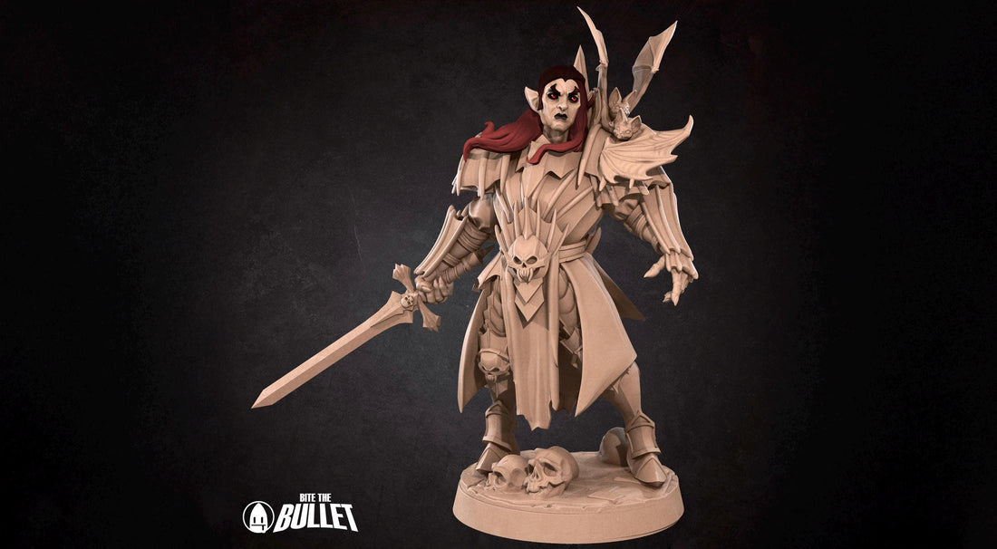 Vampire Necromancer Miniature | Tabletop RPG Miniature | Bite the Bullet | Roleplaying 3D Printed Fantasy Mini - 3DPrintDen
