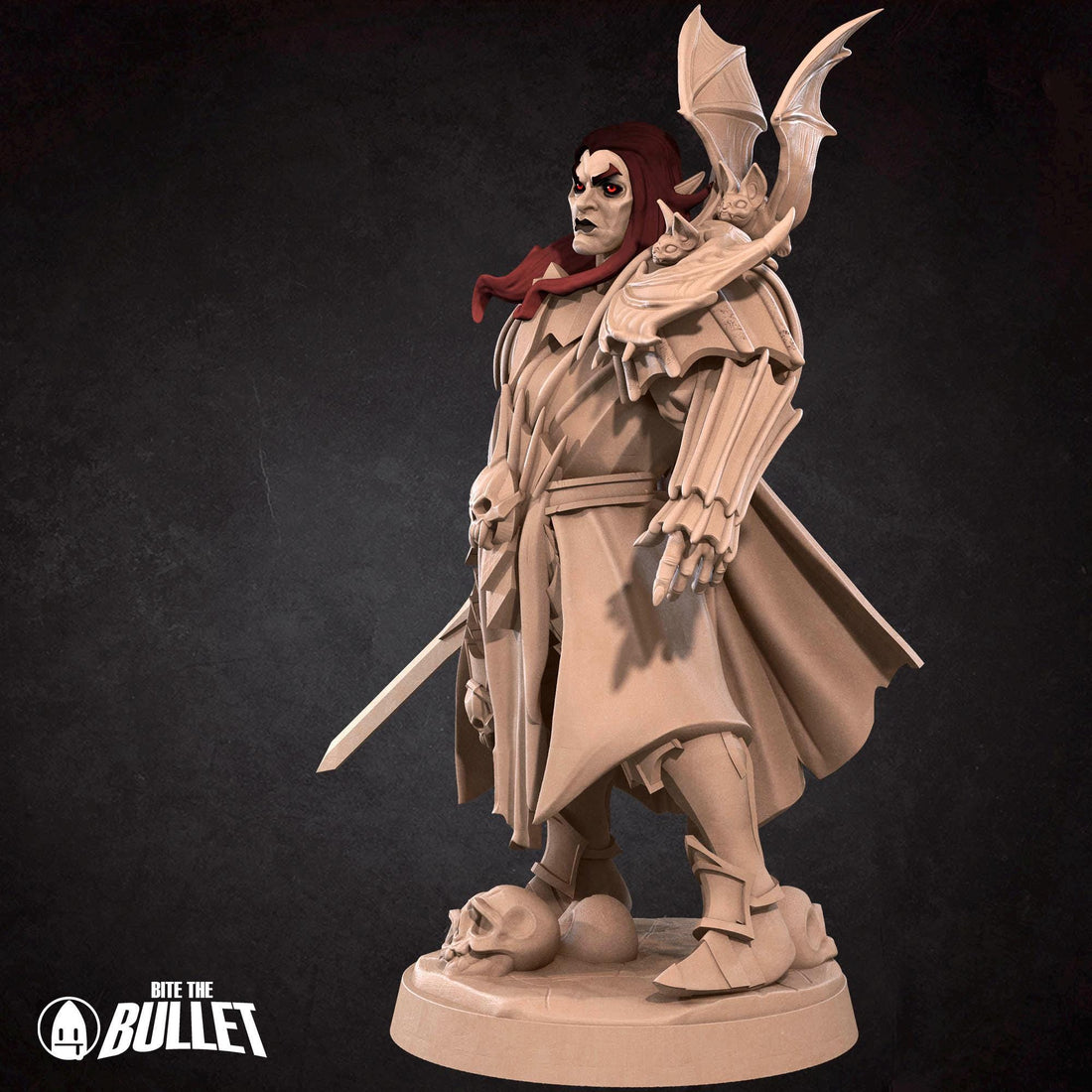 Vampire Necromancer Miniature | Tabletop RPG Miniature | Bite the Bullet | Roleplaying 3D Printed Fantasy Mini - 3DPrintDen