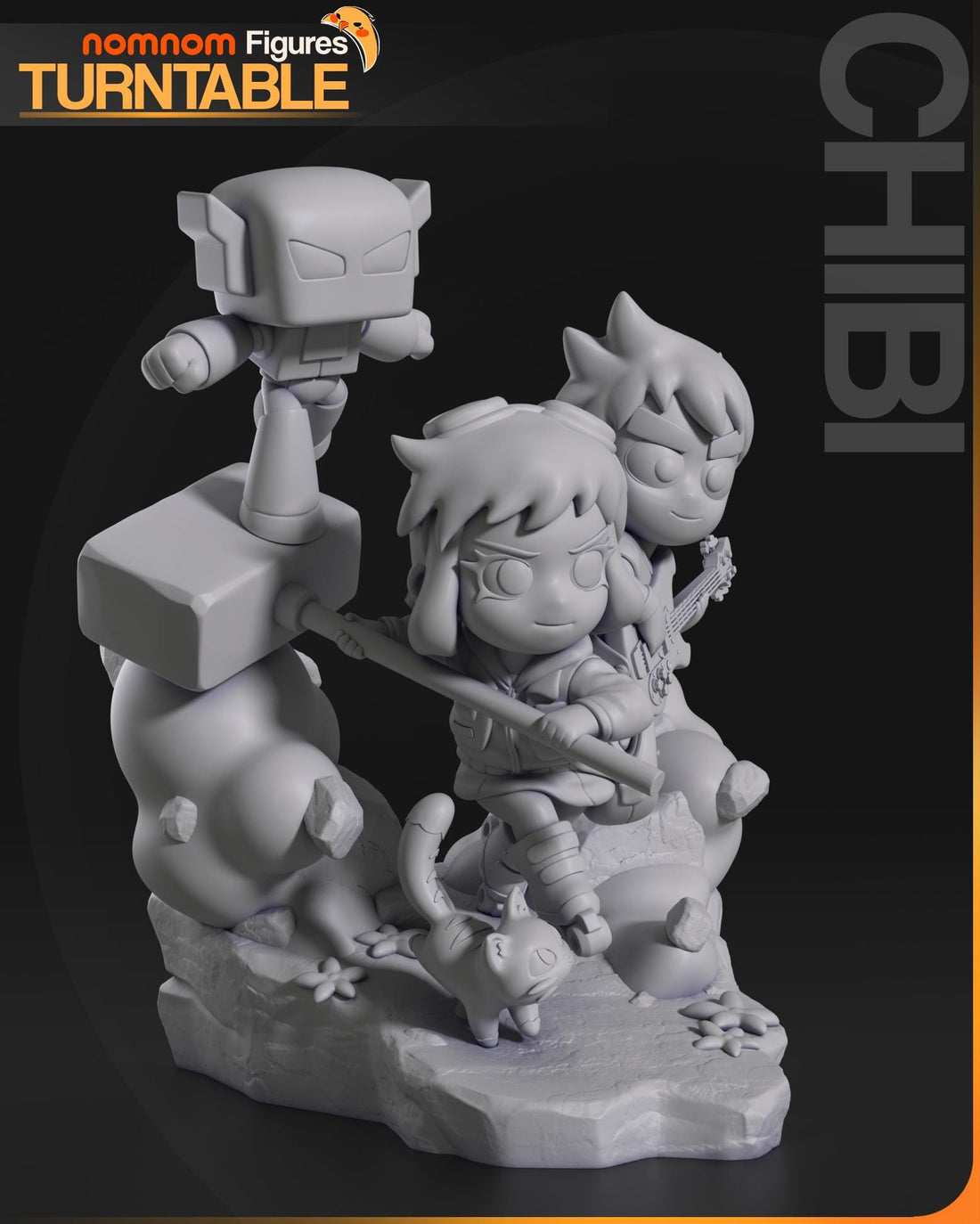 Chibi Scott Pilgrim Figurine | Figurine | Nomnom Figures | 3D Printed Display Miniature Fanart