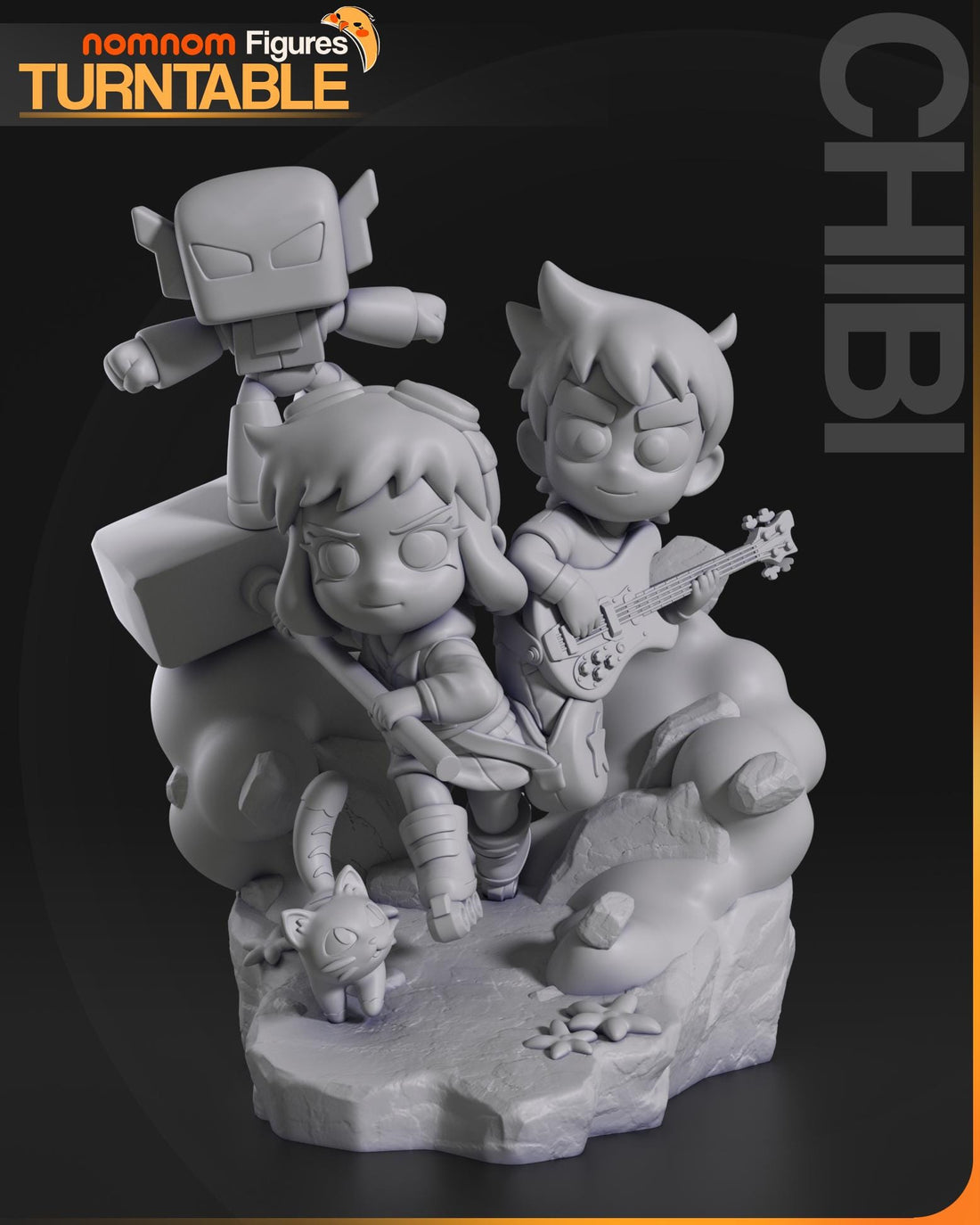 Chibi Scott Pilgrim Figurine | Figurine | Nomnom Figures | 3D Printed Display Miniature Fanart