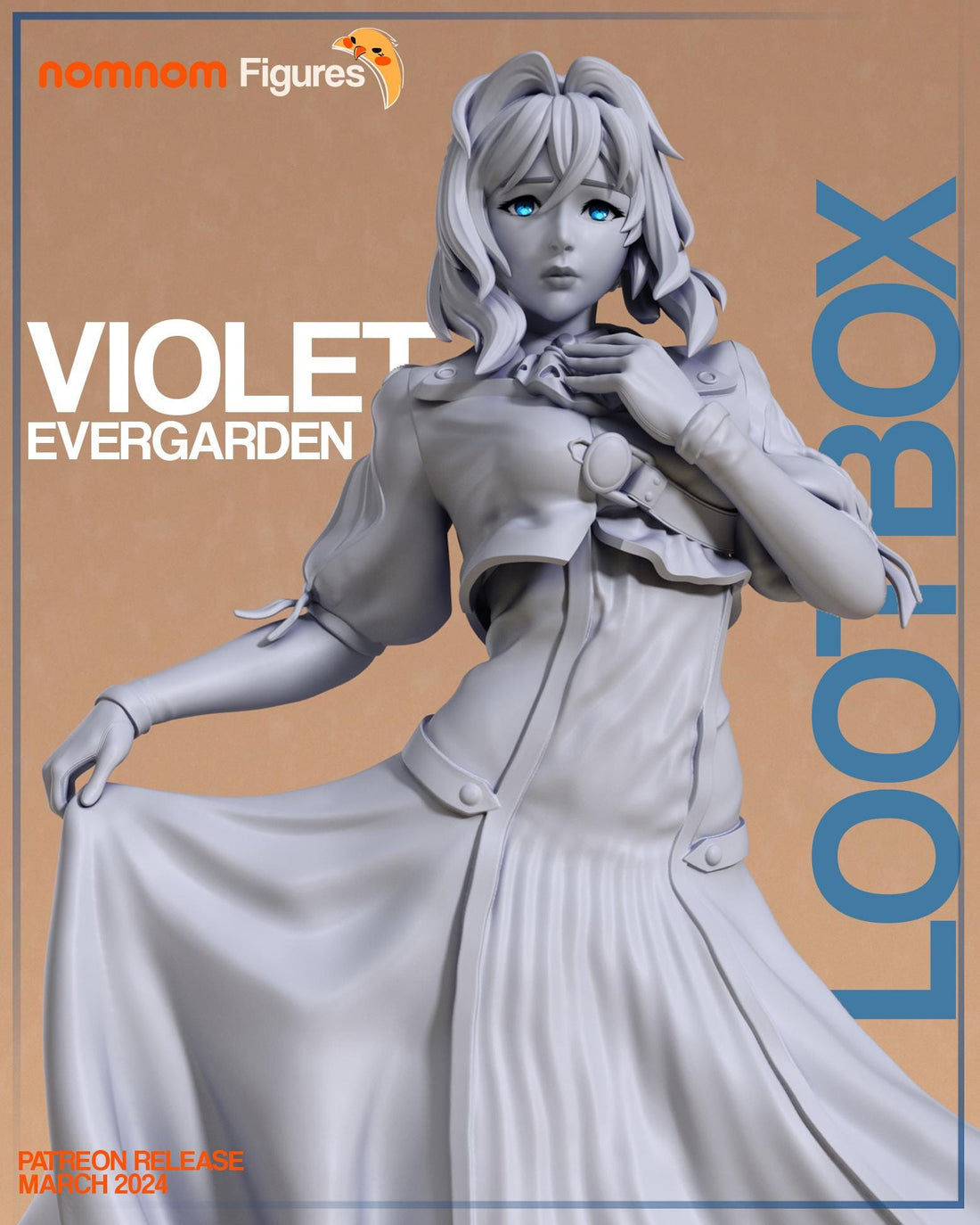 Violet Figurine | Anime Figurine | Nomnom Figures | 3D Printed Display Miniature Fanart