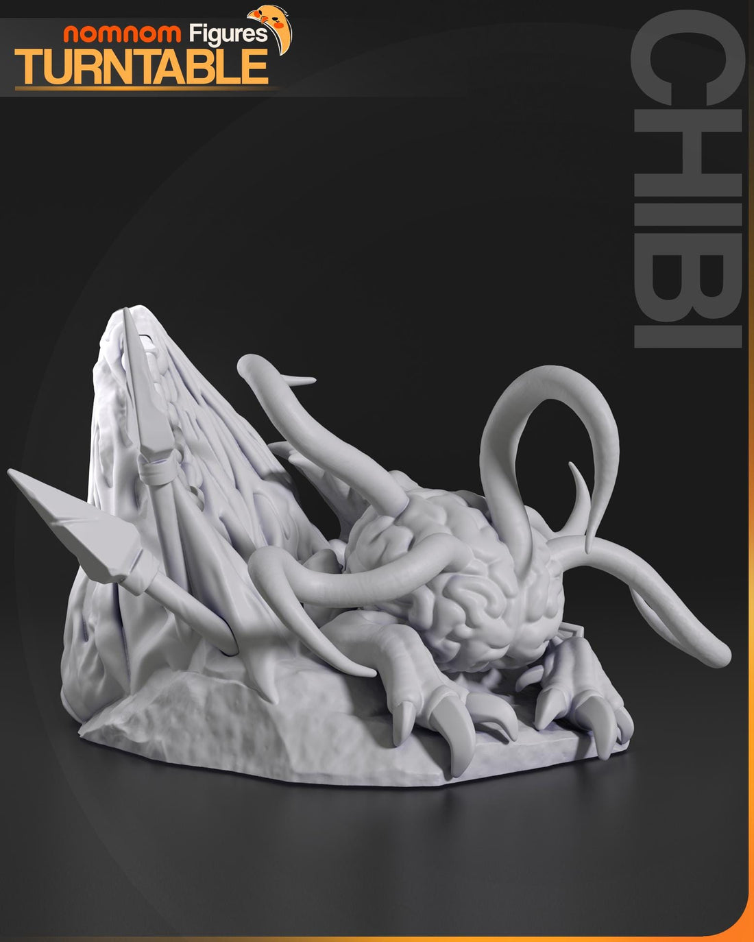 Chibi Brain Creature Figurine | Video Game Figurine | Nomnom Figures | 3D Printed Display Miniature Fanart