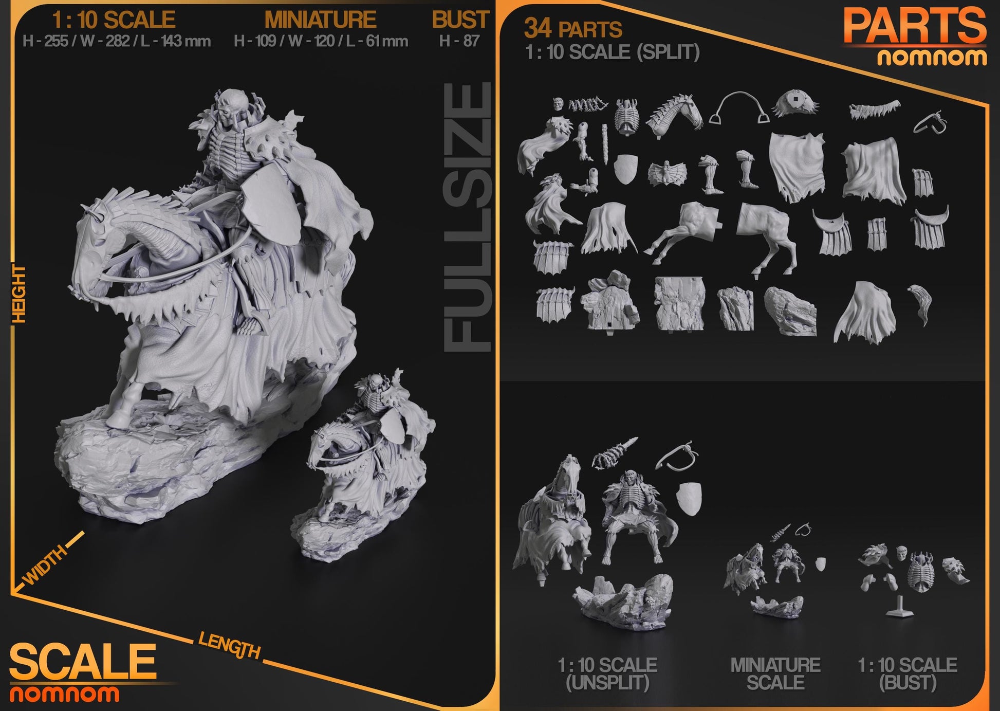 Skull Knight Figurine | Anime Figurine | Nomnom Figures | 3D Printed Display Miniature Fanart