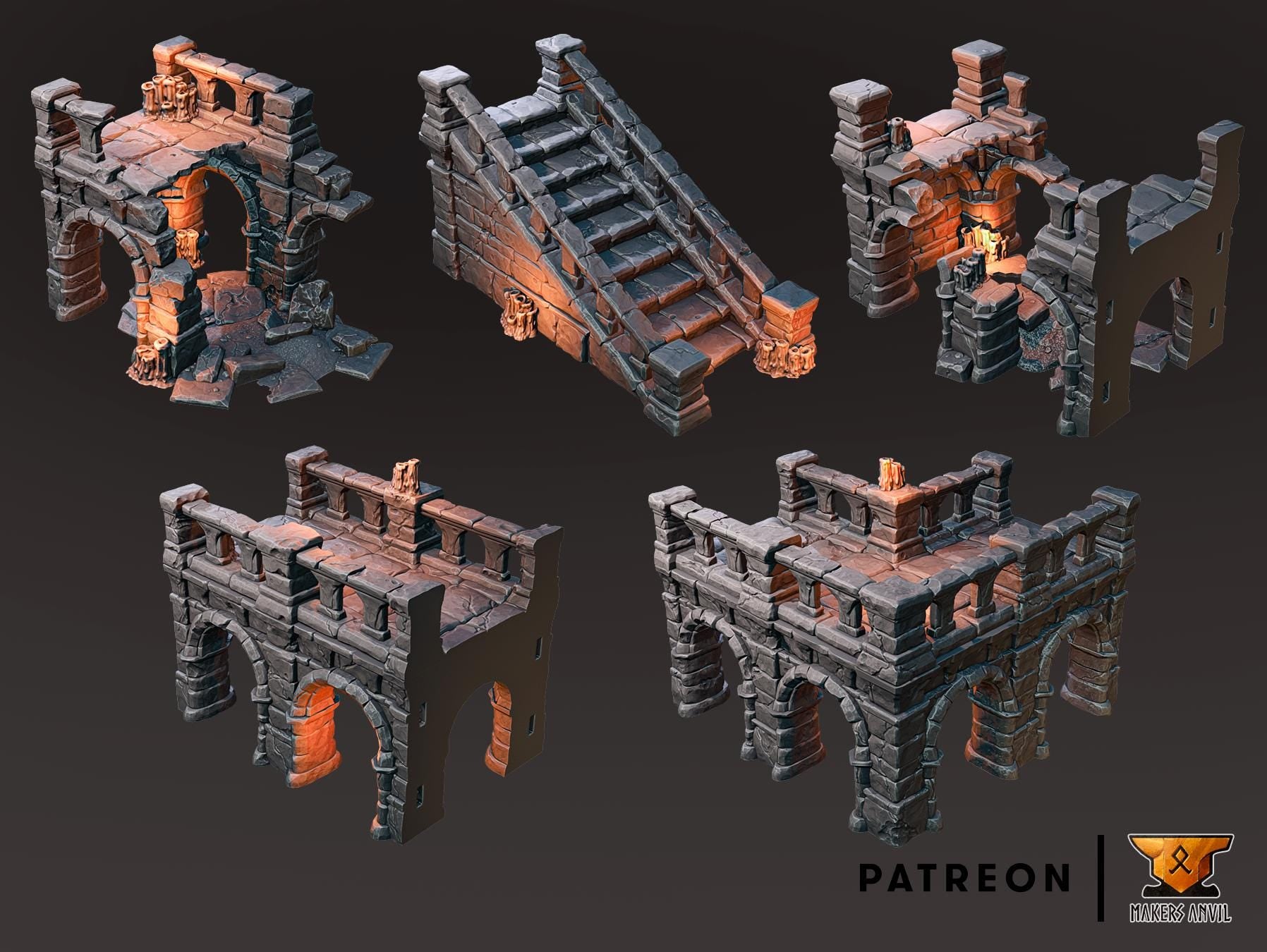 Elevated Road Ruins of Whisper Terrain Scenery | Makers Anvil | Roleplaying 3D Printed Fantasy Scenery | Miniature Building TTRPG - 3DPrintDen