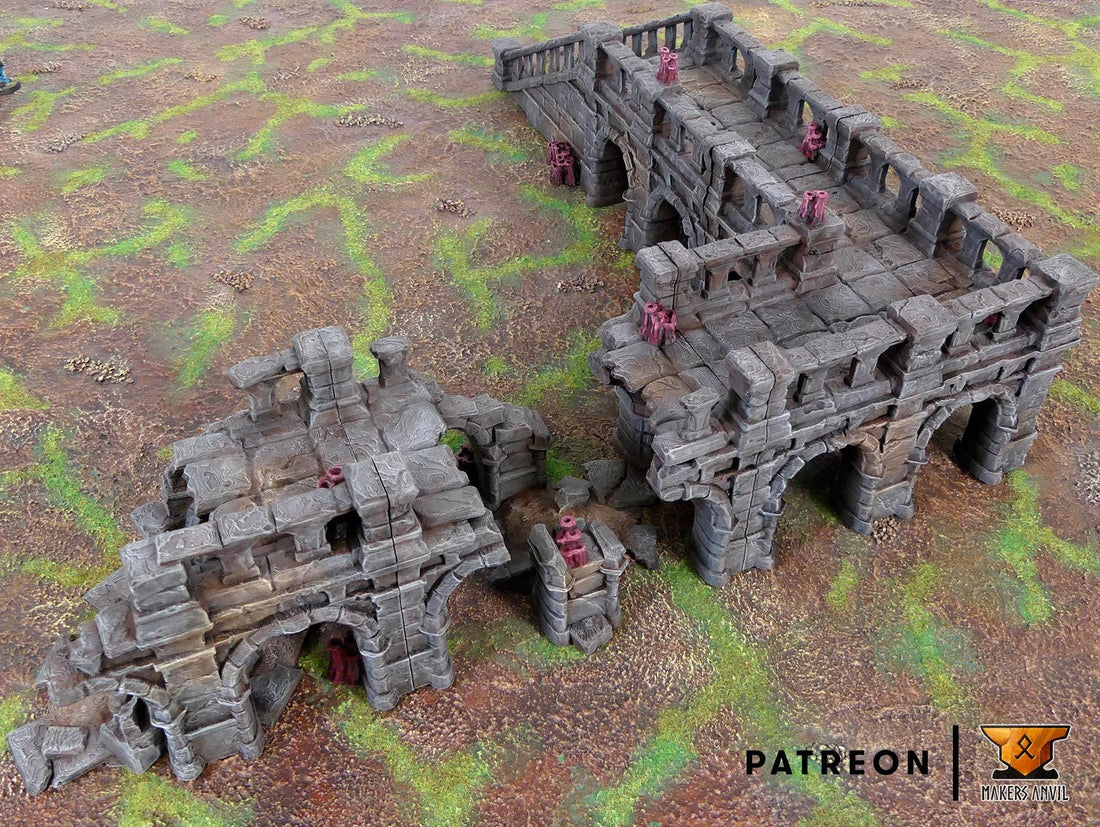 Elevated Road Ruins of Whisper Terrain Scenery | Makers Anvil | Roleplaying 3D Printed Fantasy Scenery | Miniature Building TTRPG - 3DPrintDen