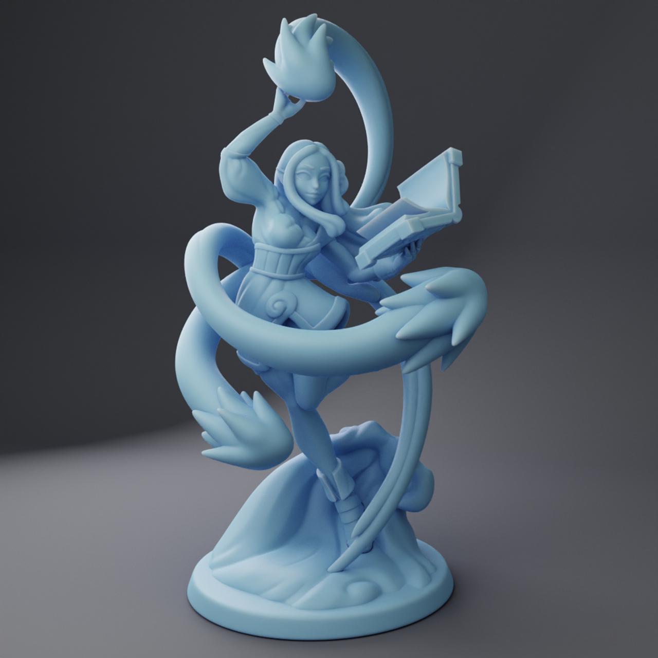 Female Genasi Miniature | Twin Goddess Miniatures | Tabletop RPG Miniature | Roleplaying 3D Printed Fantasy Mini - 3DPrintDen