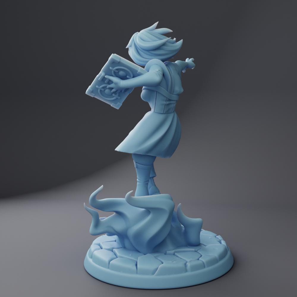 Female Genasi Miniature, Ellie | Twin Goddess Miniatures | Tabletop RPG Miniature | Roleplaying 3D Printed Fantasy Mini - 3DPrintDen