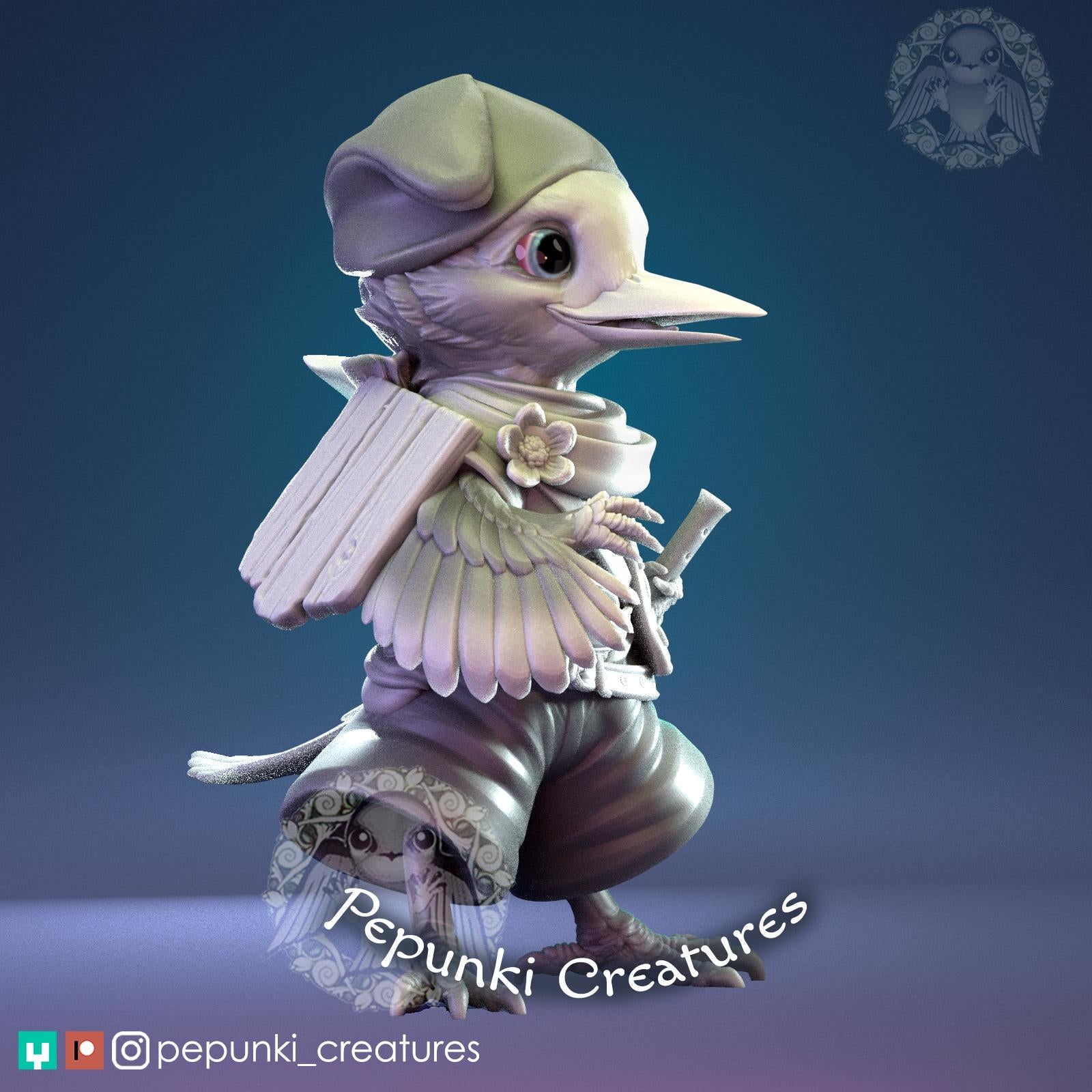 Hornero Traveller Miniature | Tabletop RPG Miniature | Pepunki Creatures | Roleplaying 3D Printed Fantasy Mini - 3DPrintDen