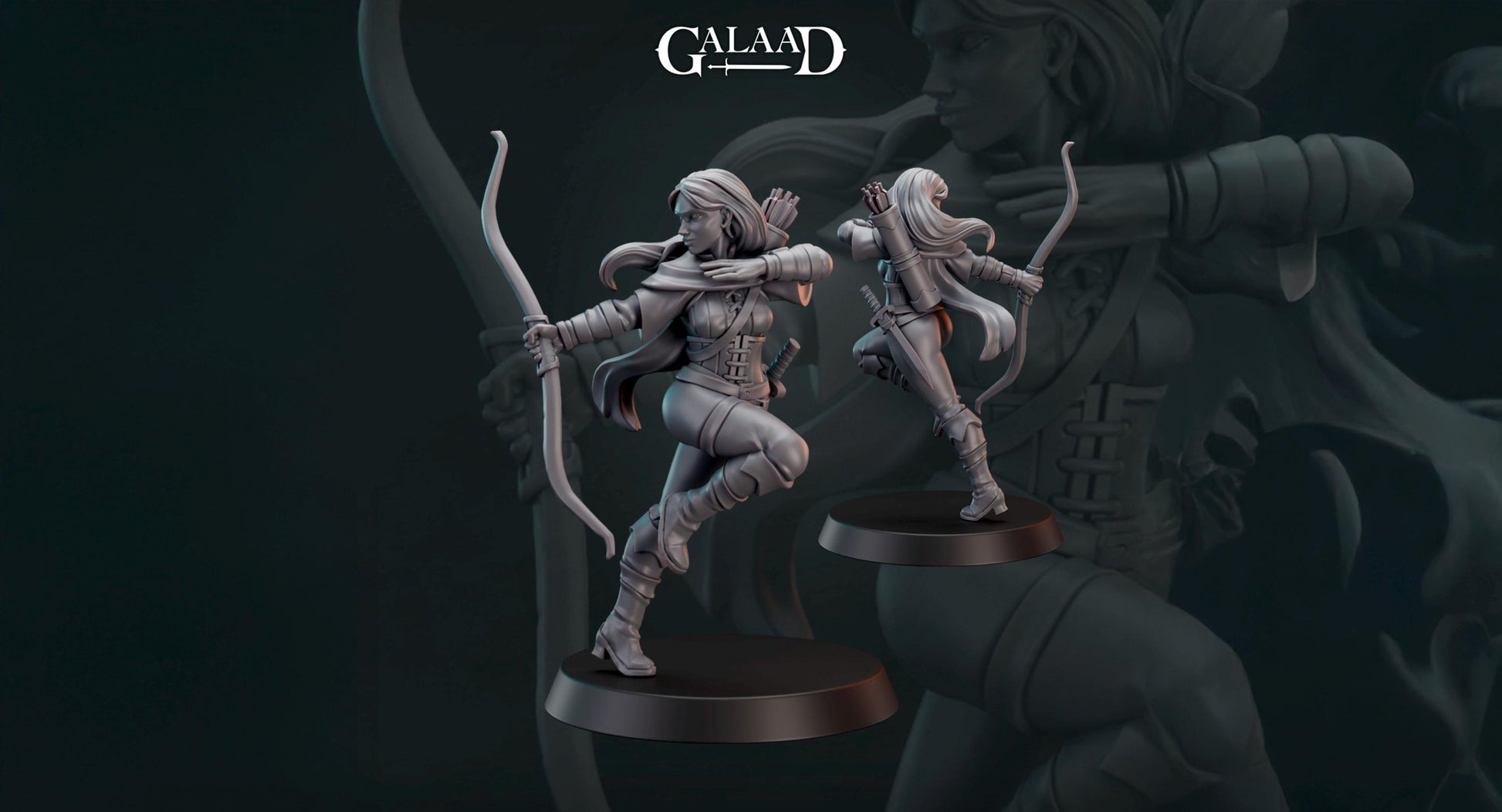 Female Ranger Miniature | Tabletop RPG Miniature | Galaad Miniatures | Roleplaying 3D Printed Fantasy Mini - 3DPrintDen