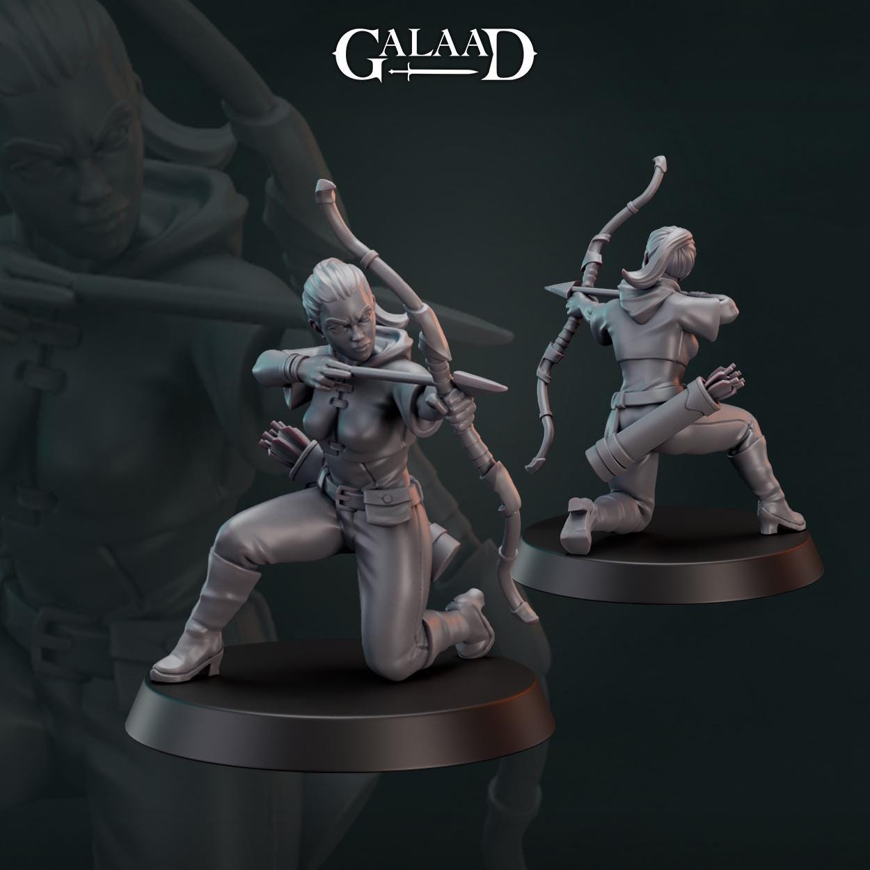 Female Ranger Miniature | Tabletop RPG Miniature | Galaad Miniatures | Roleplaying 3D Printed Fantasy Mini - 3DPrintDen