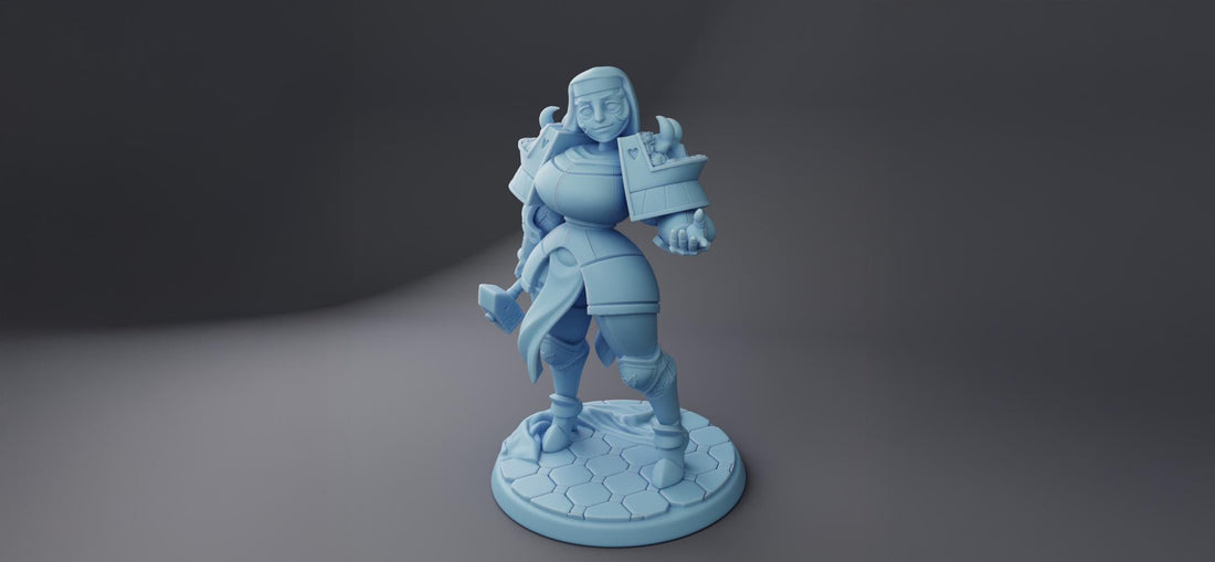 Female Cleric Reforged Miniature, Dahlia | Twin Goddess Miniatures | Tabletop RPG Miniature | Roleplaying 3D Printed Fantasy Mini - 3DPrintDen