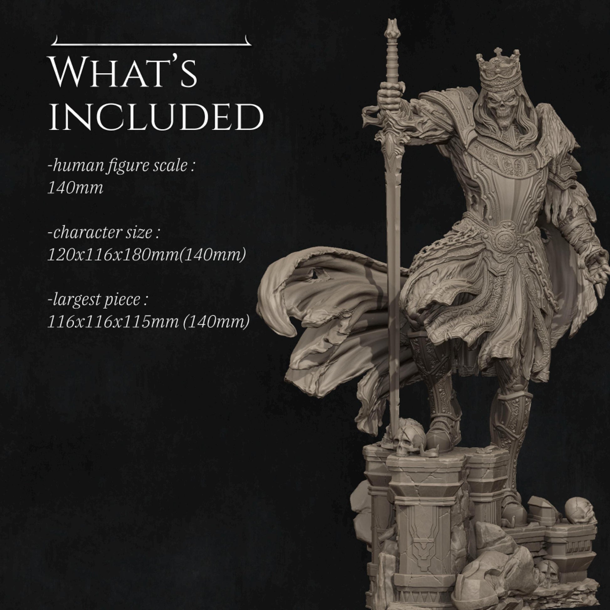 Shattered King Miniature | Tabletop RPG Miniature | Nerikson | Roleplaying 3D Printed Fantasy Mini - 3DPrintDen