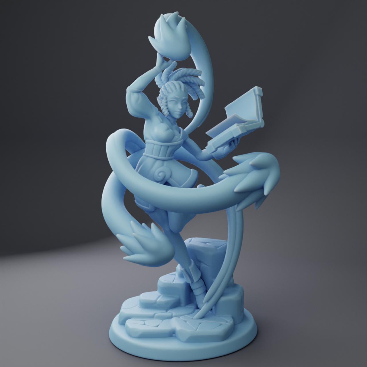 Female Genasi Miniature | Twin Goddess Miniatures | Tabletop RPG Miniature | Roleplaying 3D Printed Fantasy Mini - 3DPrintDen