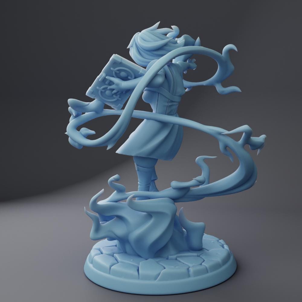 Female Genasi Miniature, Ellie | Twin Goddess Miniatures | Tabletop RPG Miniature | Roleplaying 3D Printed Fantasy Mini - 3DPrintDen