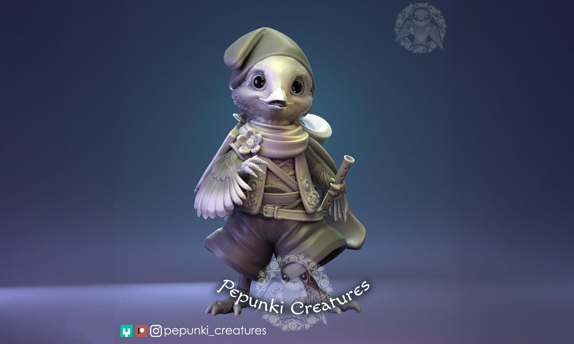 Hornero Traveller Miniature | Tabletop RPG Miniature | Pepunki Creatures | Roleplaying 3D Printed Fantasy Mini - 3DPrintDen