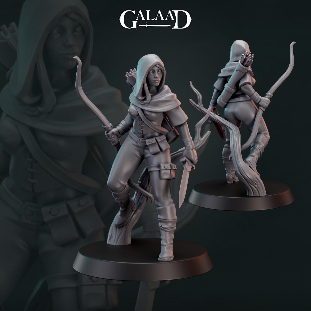 Female Ranger Miniature | Tabletop RPG Miniature | Galaad Miniatures | Roleplaying 3D Printed Fantasy Mini - 3DPrintDen