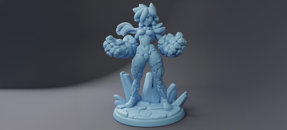 Magma Elemental Miniature, Tephra | Twin Goddess Miniatures | Tabletop RPG Miniature | Roleplaying 3D Printed Fantasy Mini - 3DPrintDen