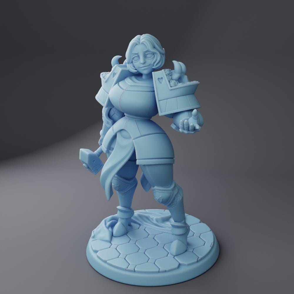 Female Cleric Reforged Miniature, Dahlia | Twin Goddess Miniatures | Tabletop RPG Miniature | Roleplaying 3D Printed Fantasy Mini - 3DPrintDen