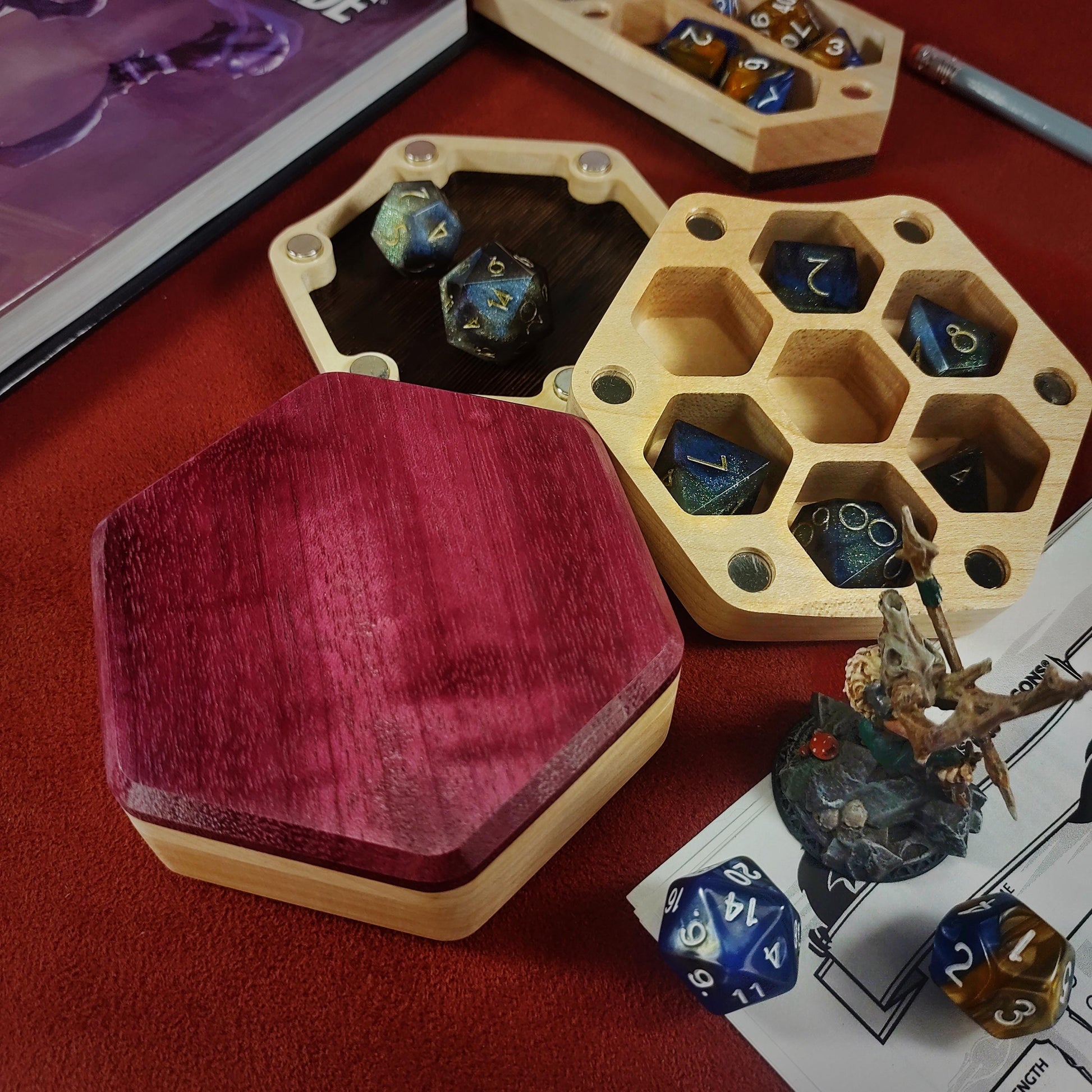 Wooden Dice Box | TTRPG DnD Dice Storage | Magnetic Case | Gaming Accessory | Gift Box | Solid Maple Exotic Wood - 3DPrintDen