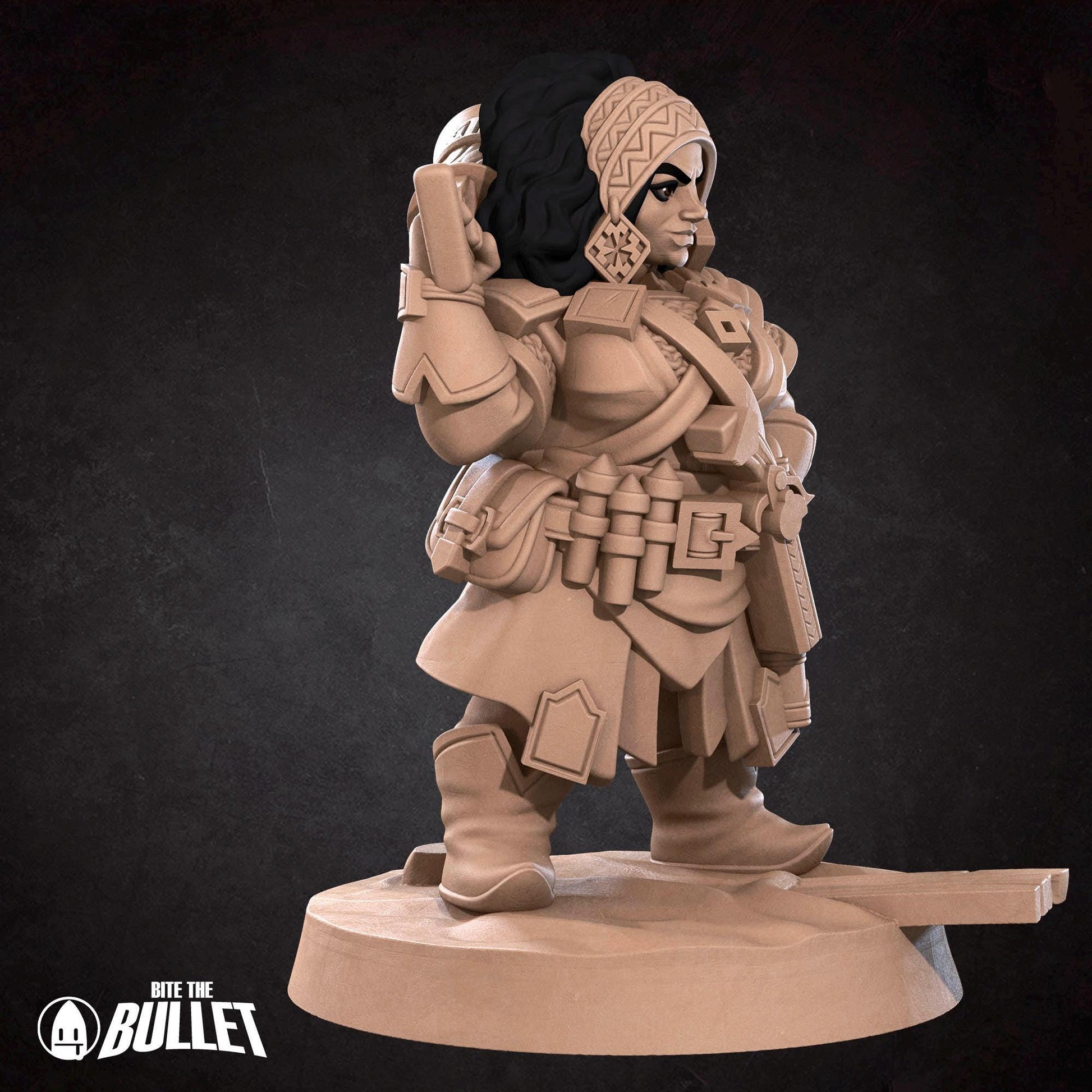 Female Dwarf Gunslinger Miniature | Tabletop RPG Miniature | Bite the Bullet | Roleplaying 3D Printed Fantasy Mini - 3DPrintDen