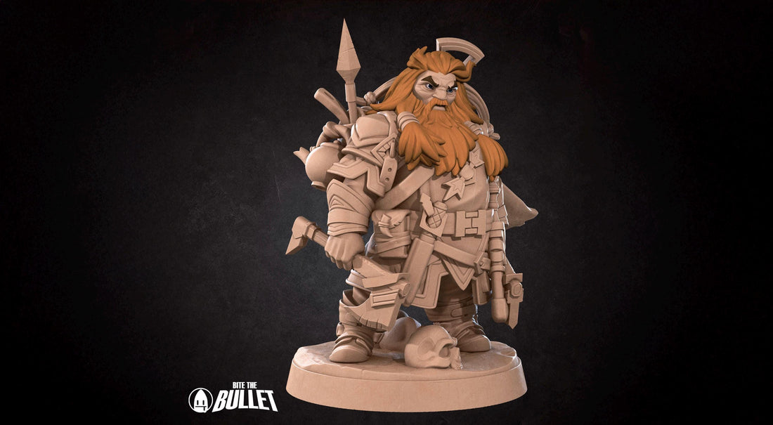 Dwarf Ranger Miniature| Tabletop RPG Miniature | Bite the Bullet | Roleplaying 3D Printed Fantasy Mini - 3DPrintDen